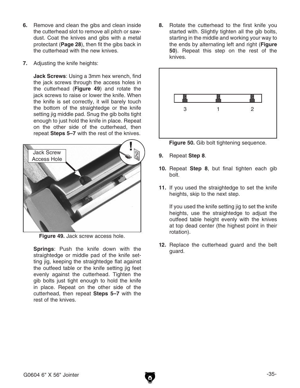 Grizzly G0604 User Manual | Page 37 / 56