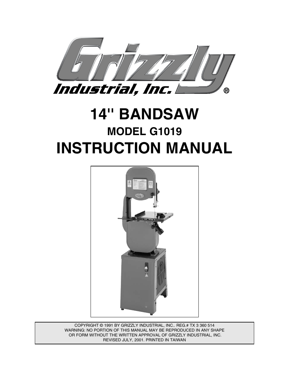 Grizzly G1019 User Manual | 48 pages