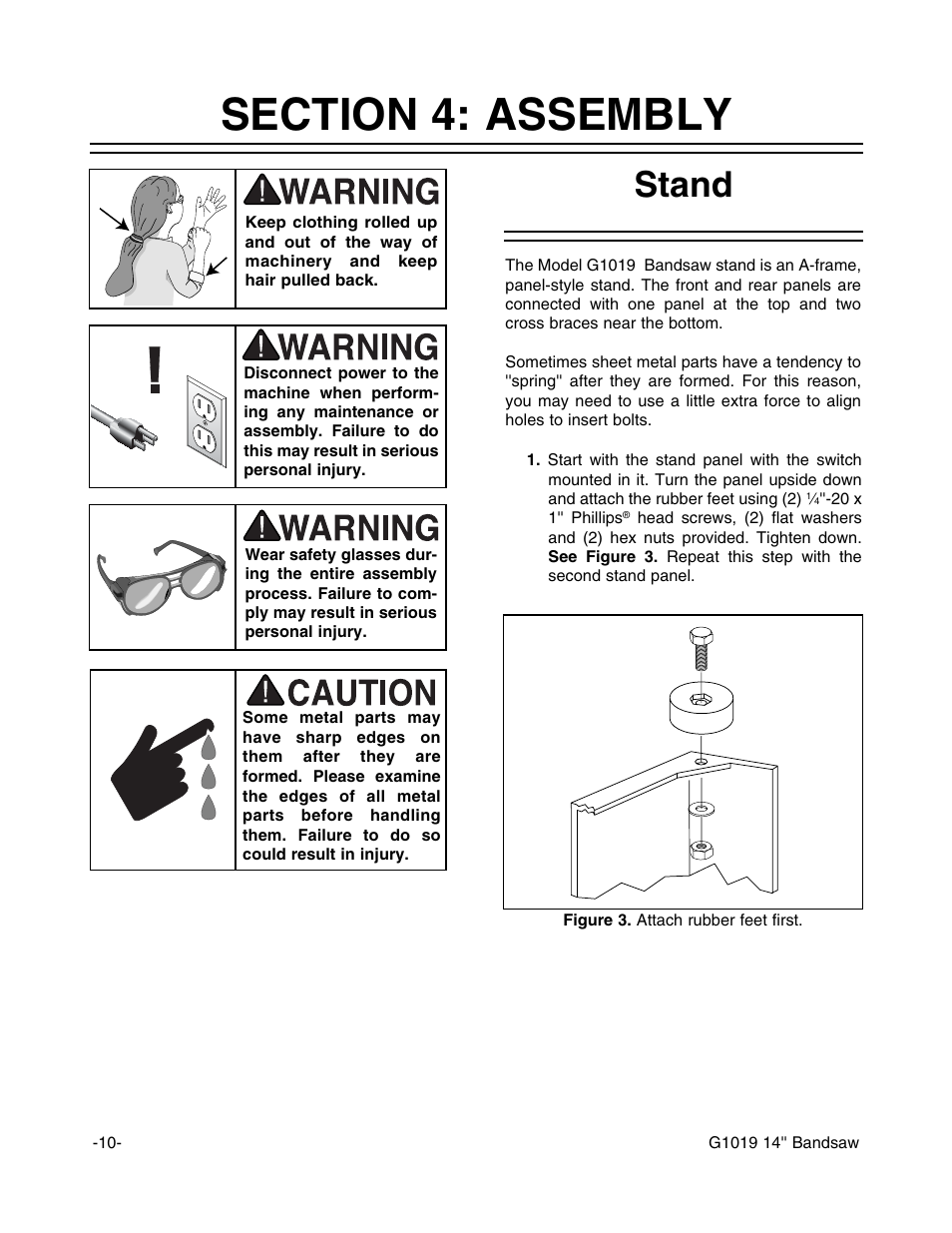 Stand | Grizzly G1019 User Manual | Page 12 / 48