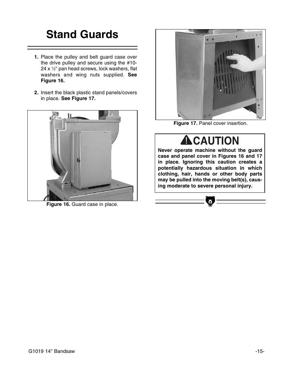 Stand guards | Grizzly G1019 User Manual | Page 17 / 48