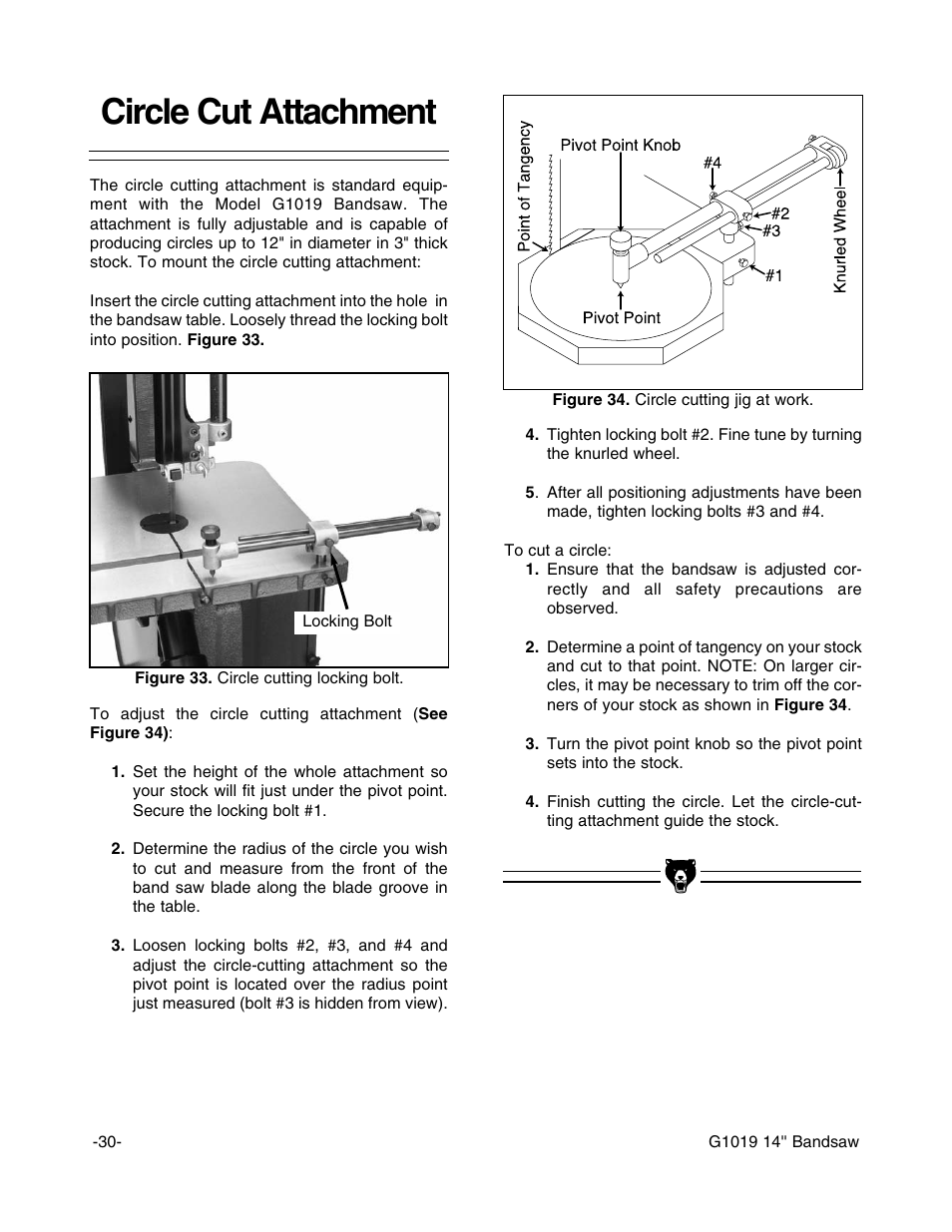 Circle cut attachment | Grizzly G1019 User Manual | Page 32 / 48