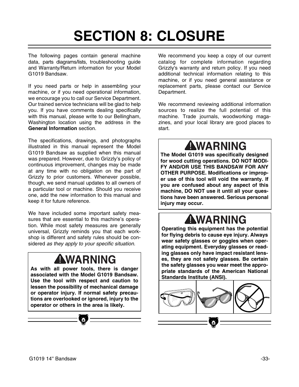 Grizzly G1019 User Manual | Page 35 / 48