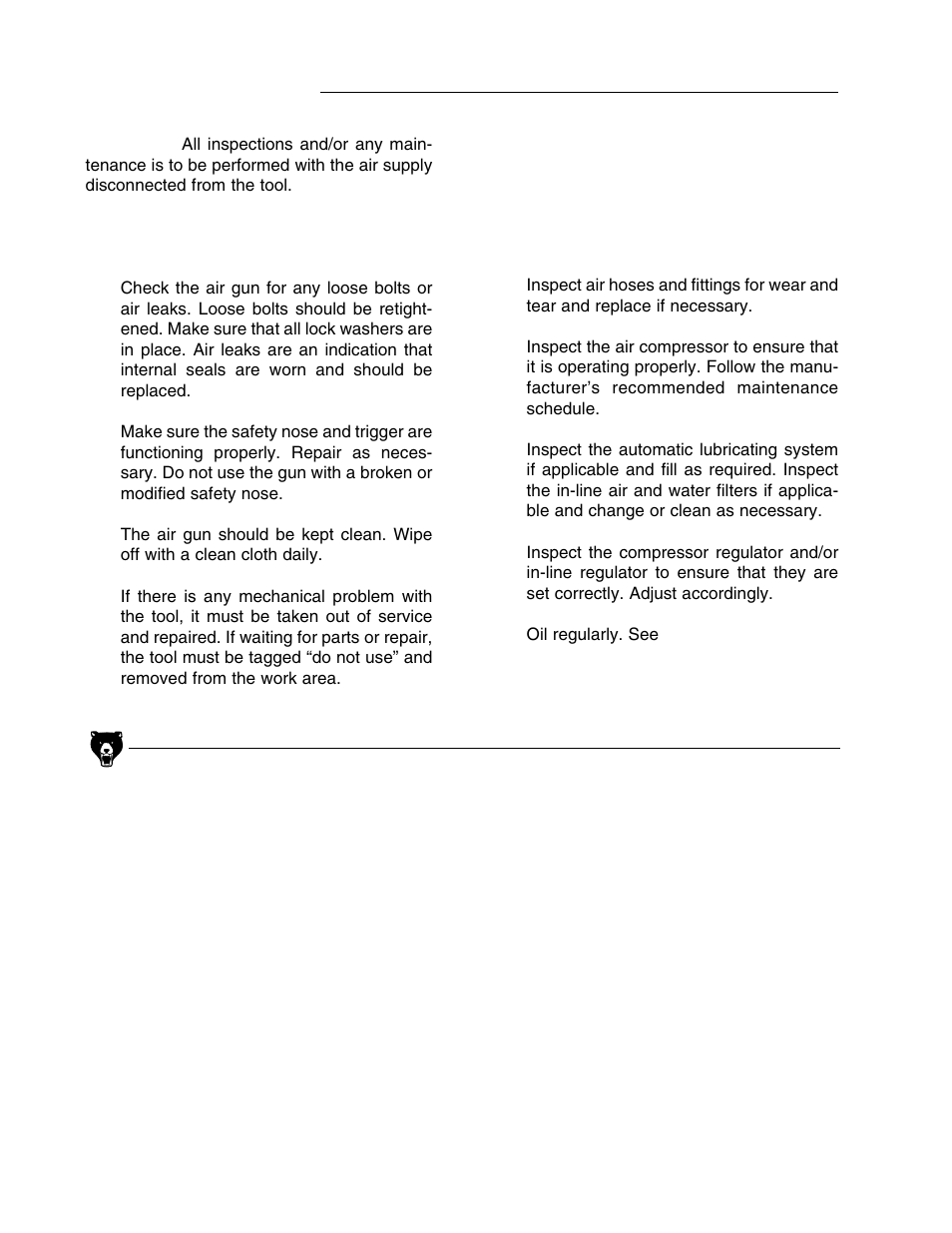 Viii. inspection | Grizzly G3690 User Manual | Page 11 / 19