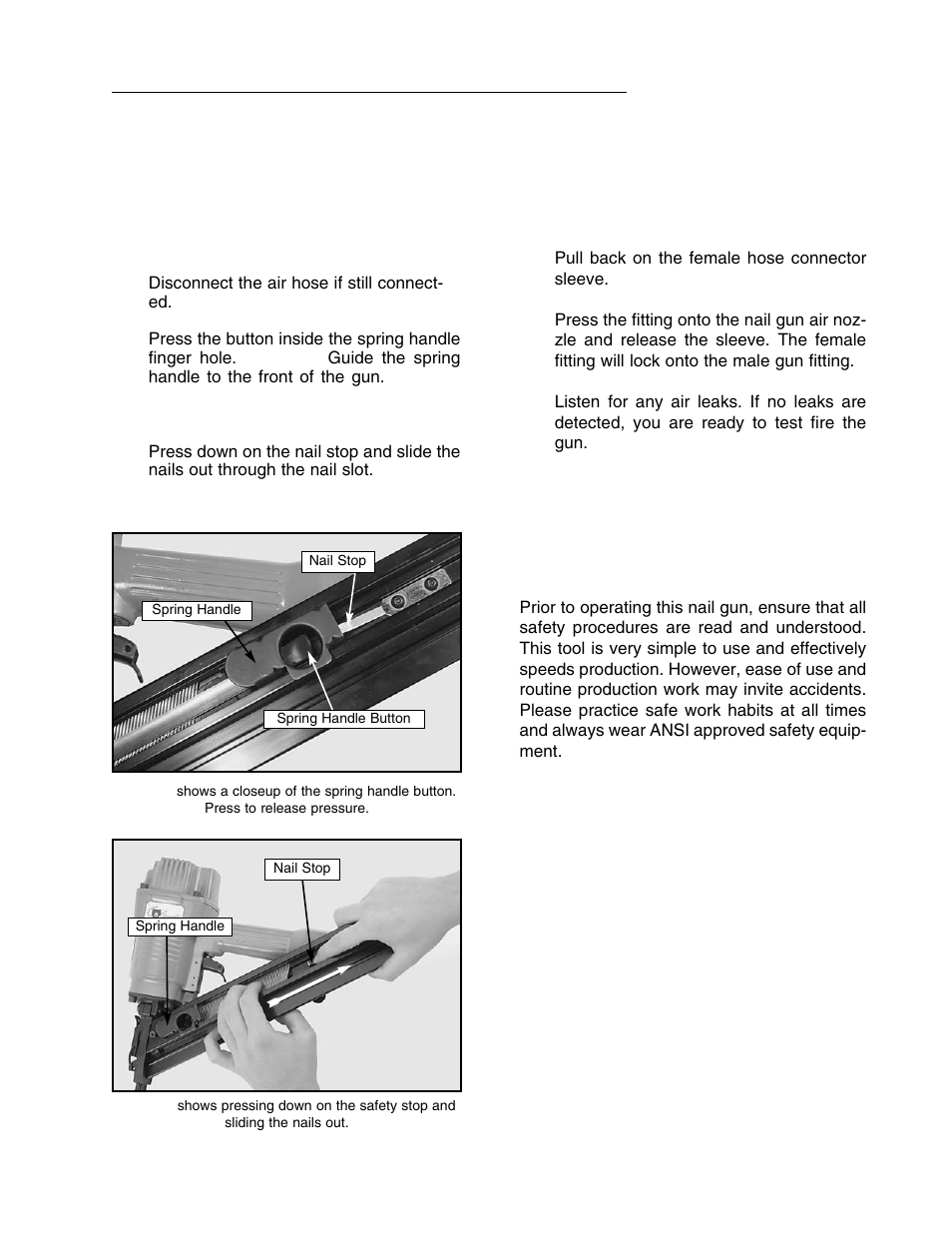 Vii. operations, C. connecting to air, B. unloading fasteners | Grizzly G3690 User Manual | Page 8 / 19