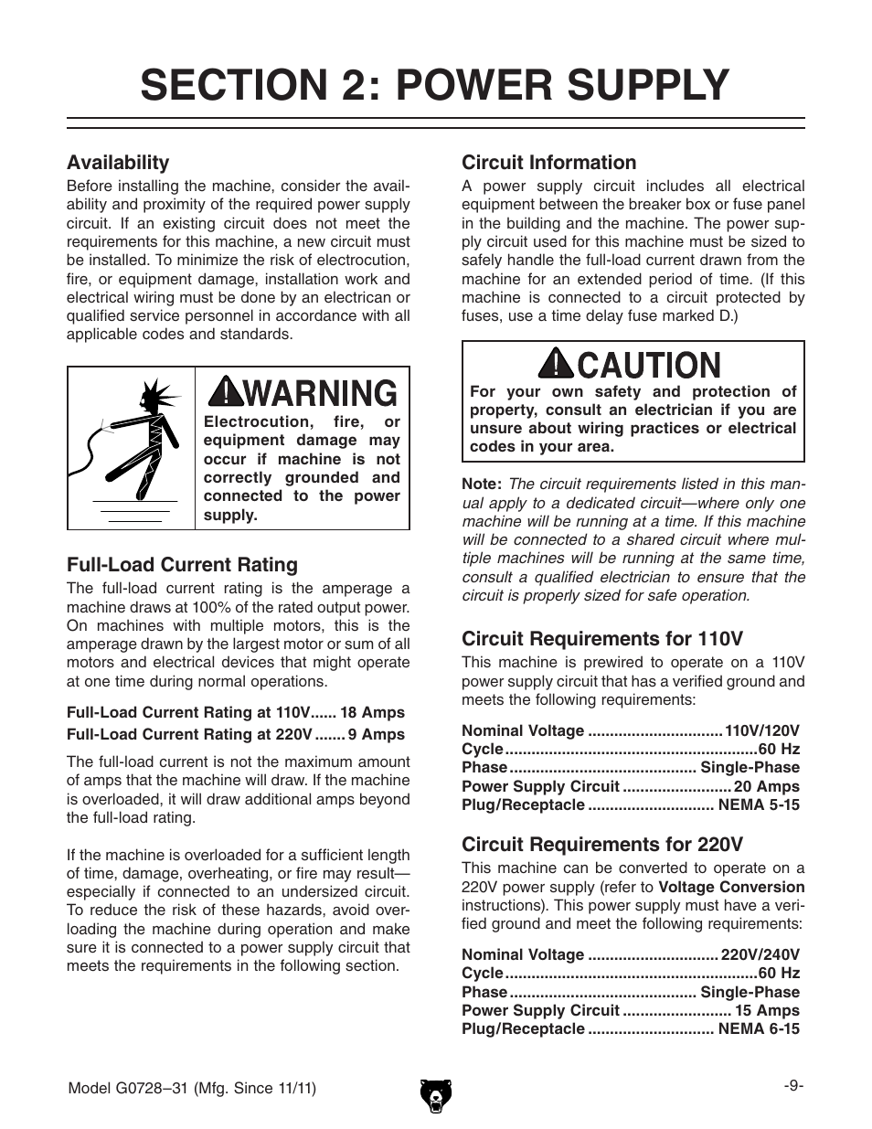 Grizzly Vertical Milling Machines G0728 User Manual | Page 11 / 60