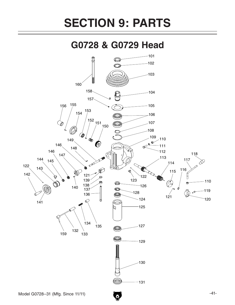 Grizzly Vertical Milling Machines G0728 User Manual | Page 43 / 60