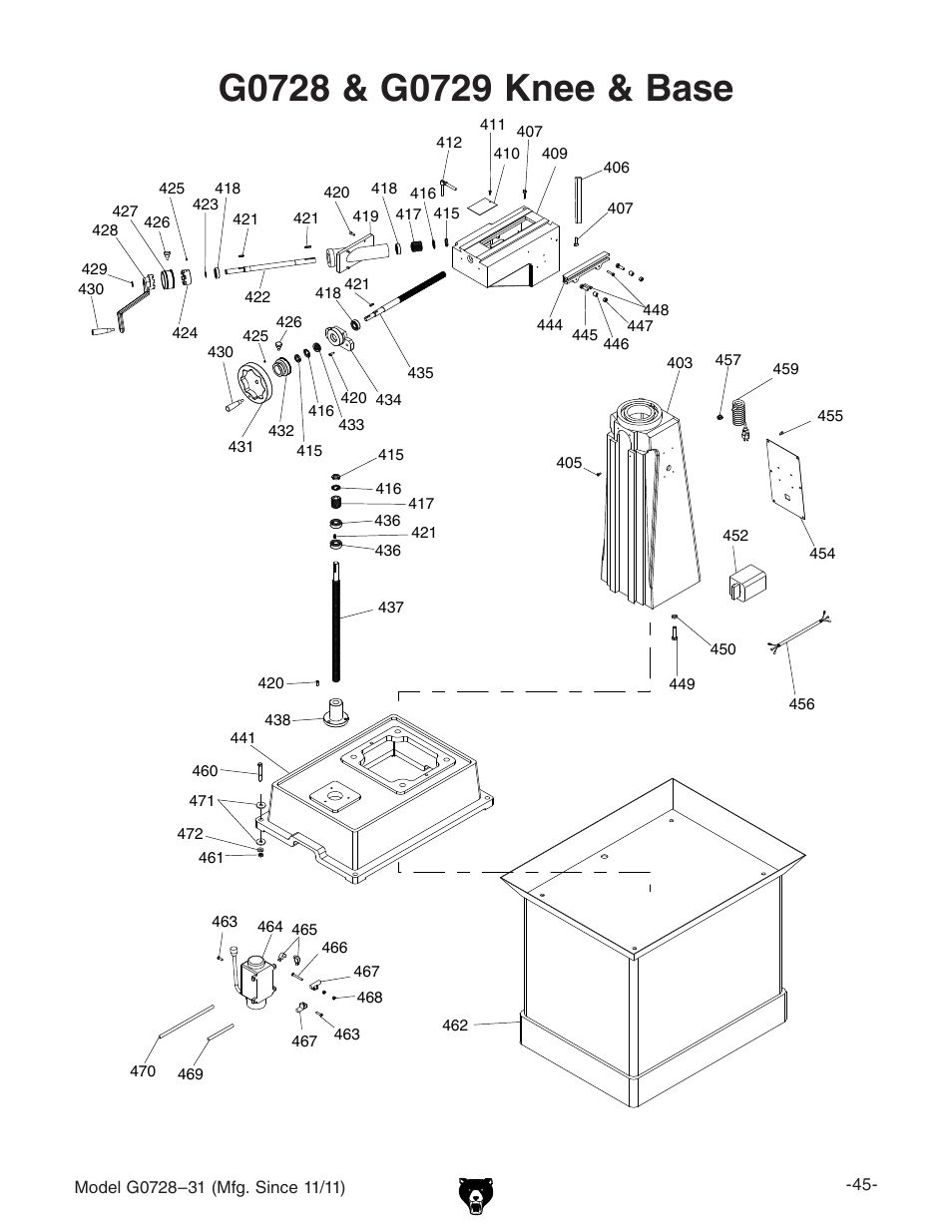 Grizzly Vertical Milling Machines G0728 User Manual | Page 47 / 60