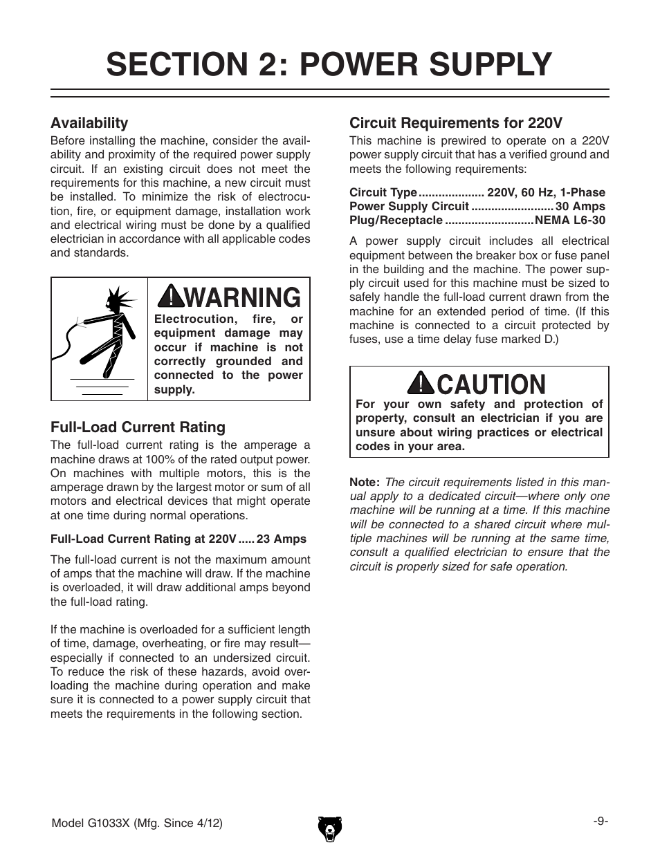Grizzly G1033X User Manual | Page 11 / 56