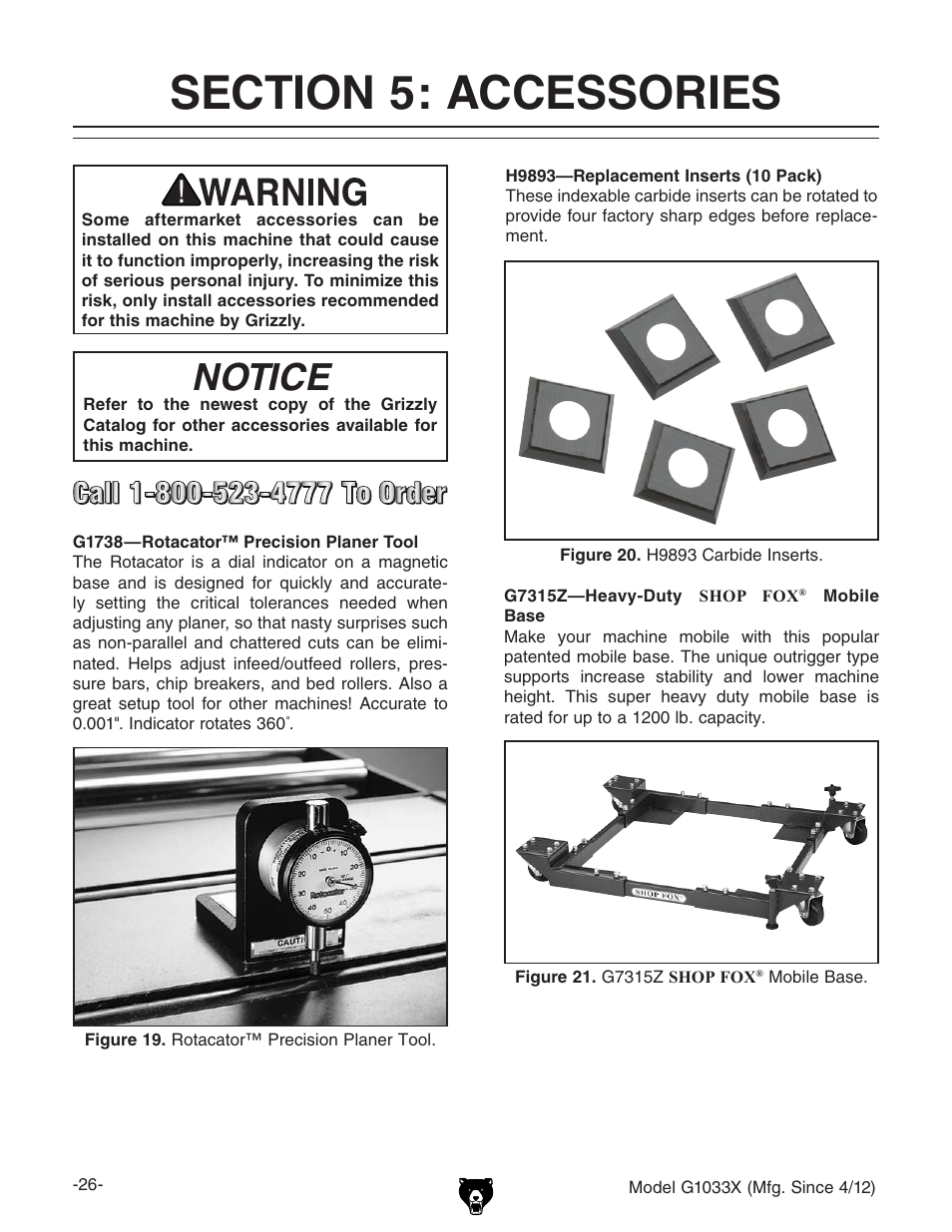 Notice | Grizzly G1033X User Manual | Page 28 / 56