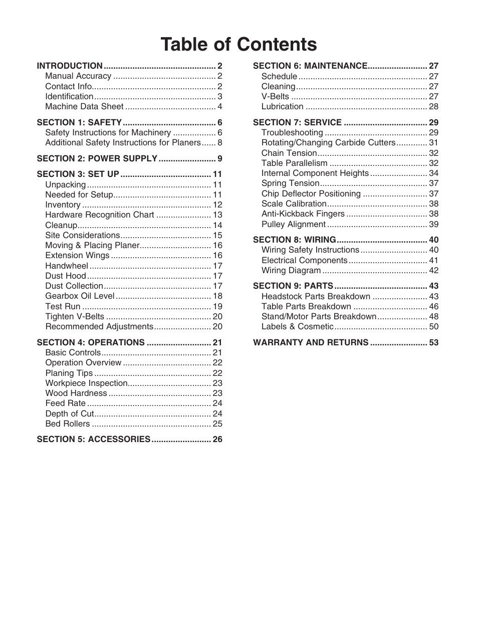 Grizzly G1033X User Manual | Page 3 / 56