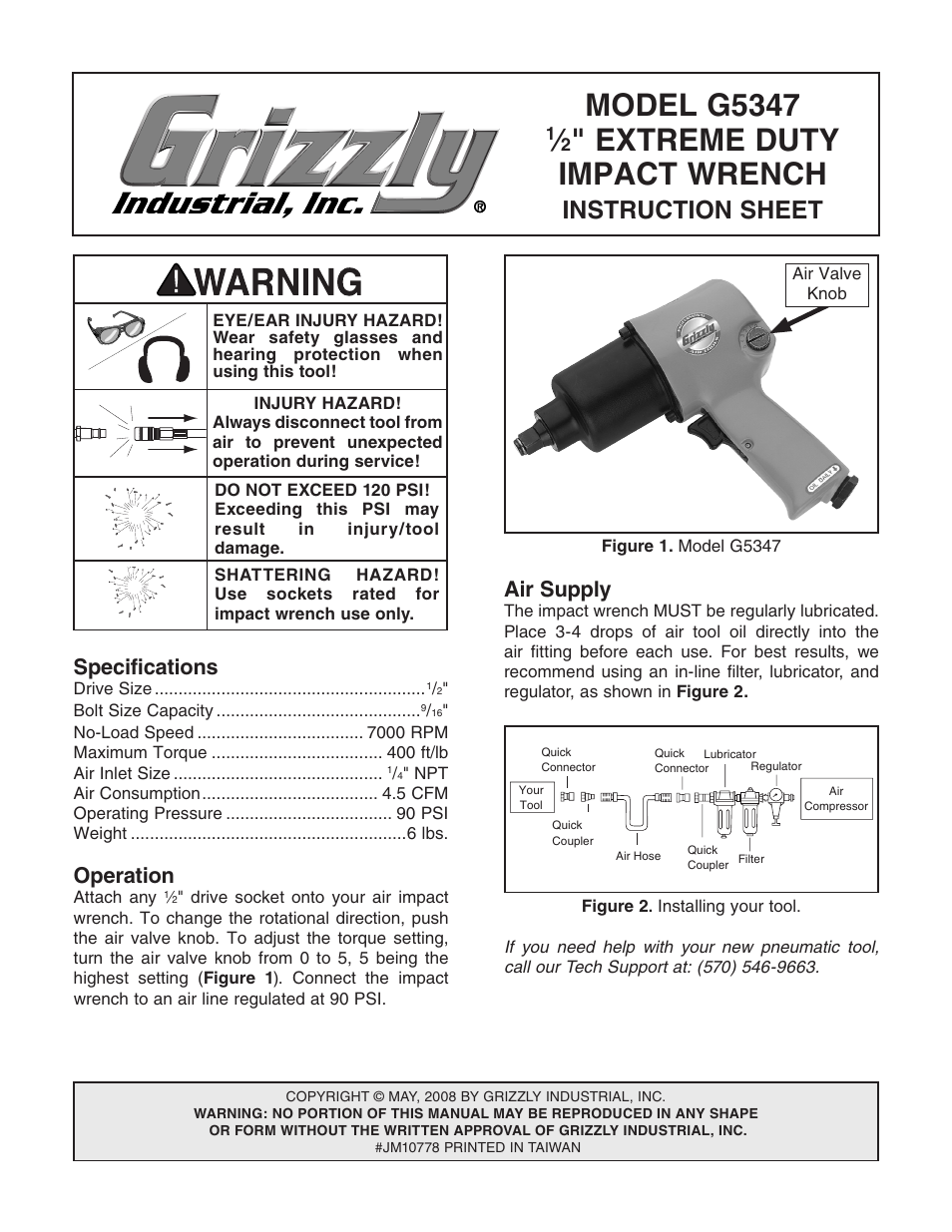 Grizzly G5347 User Manual | 2 pages