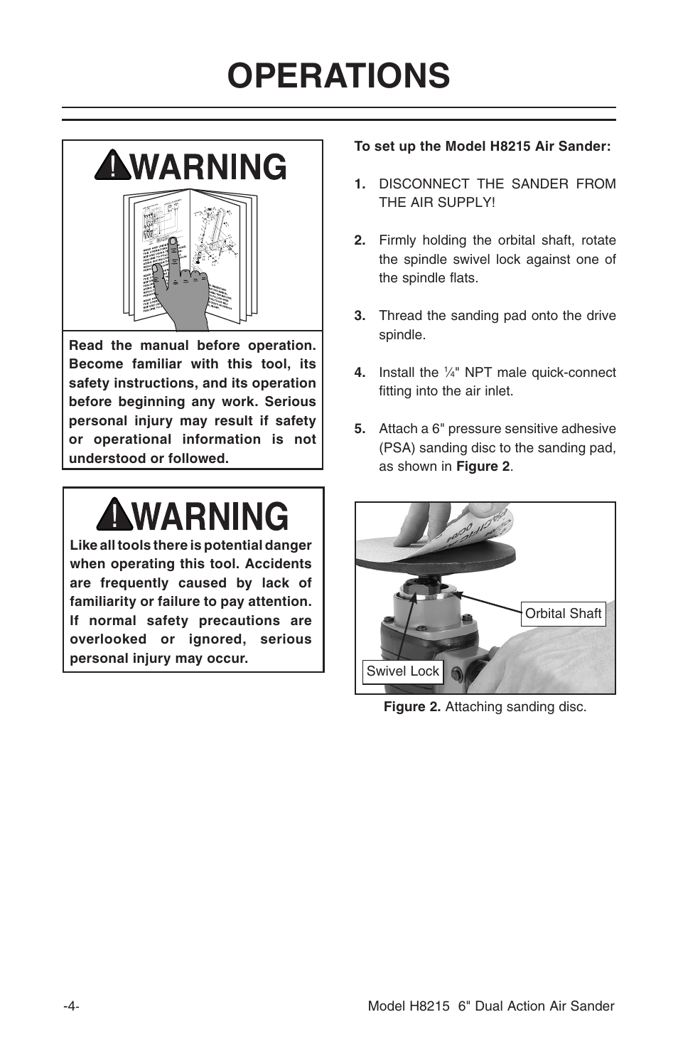 Operations | Grizzly H8215 User Manual | Page 6 / 8