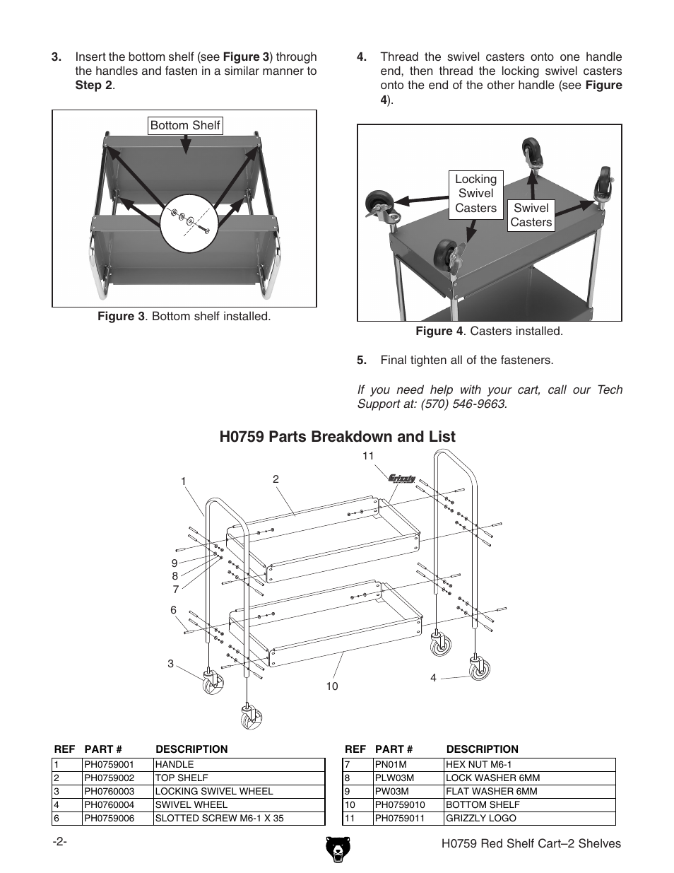 H0759 parts breakdown and list | Grizzly H0759 User Manual | Page 2 / 2