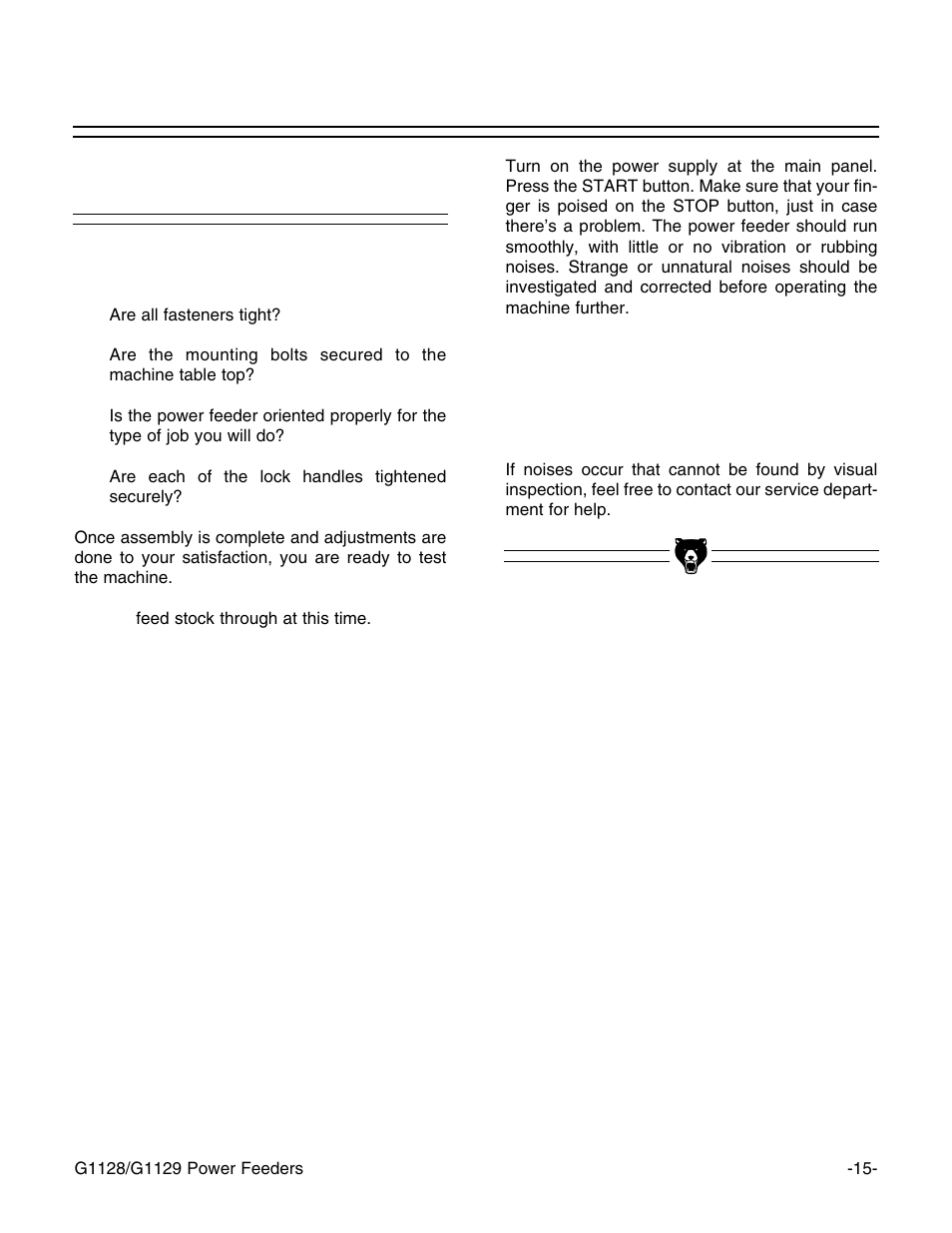 Test run | Grizzly G1129 User Manual | Page 17 / 39