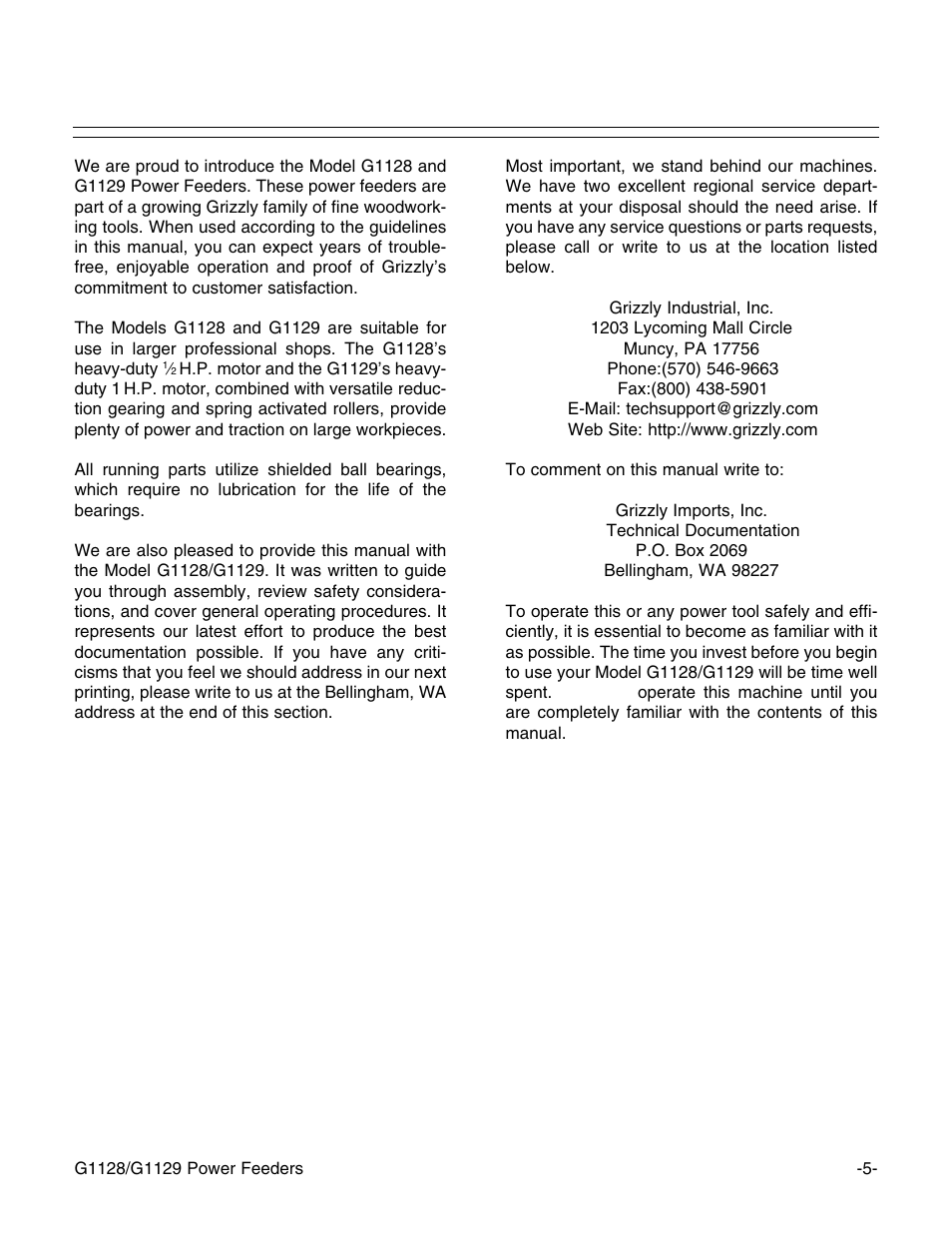 Grizzly G1129 User Manual | Page 7 / 39