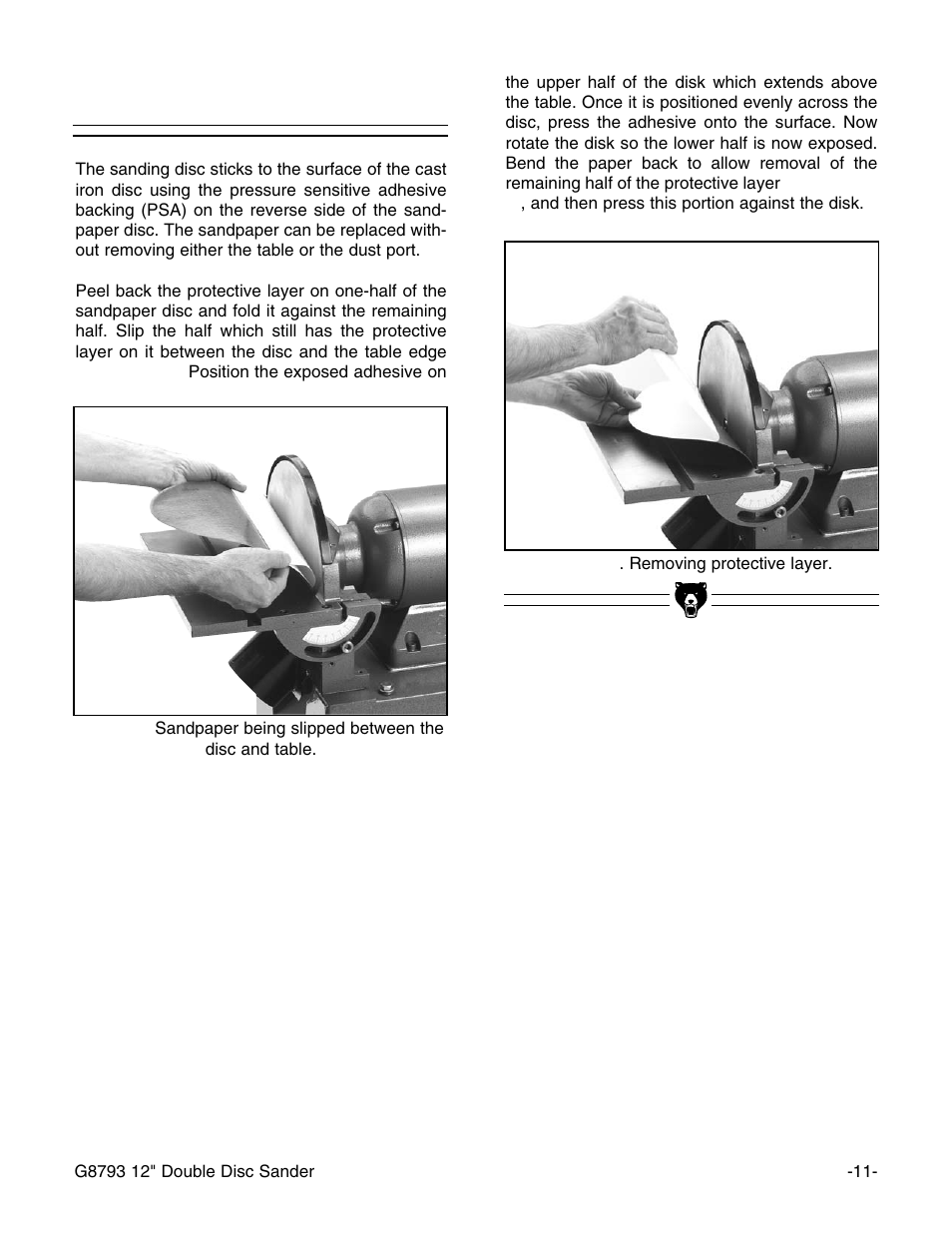 Attaching sandpaper | Grizzly G8793 User Manual | Page 13 / 26