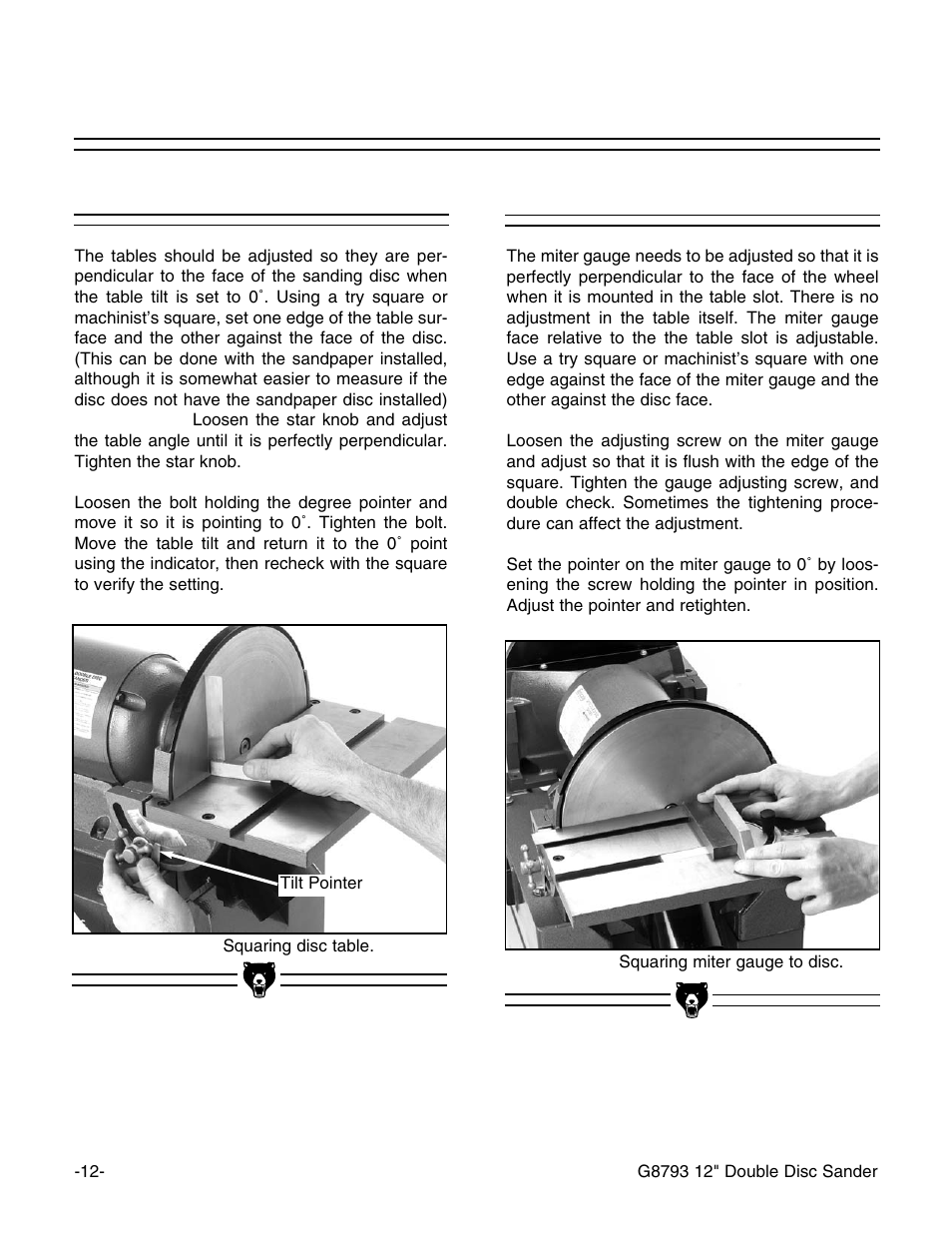 Tables, Miter gage | Grizzly G8793 User Manual | Page 14 / 26