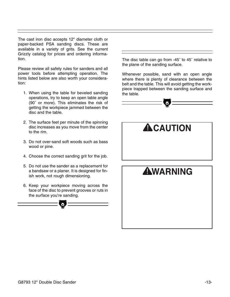 Table tilt | Grizzly G8793 User Manual | Page 15 / 26