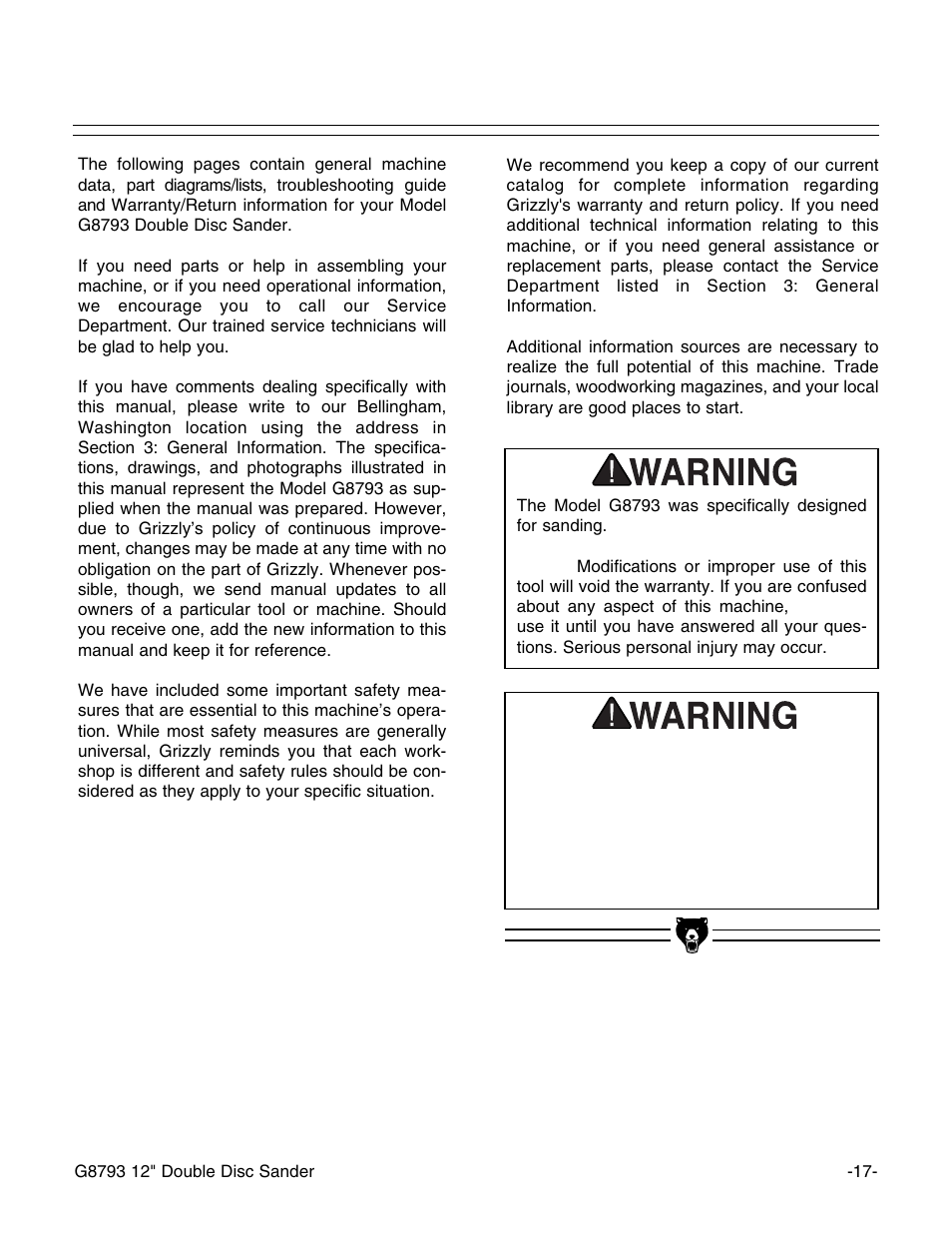 Grizzly G8793 User Manual | Page 19 / 26