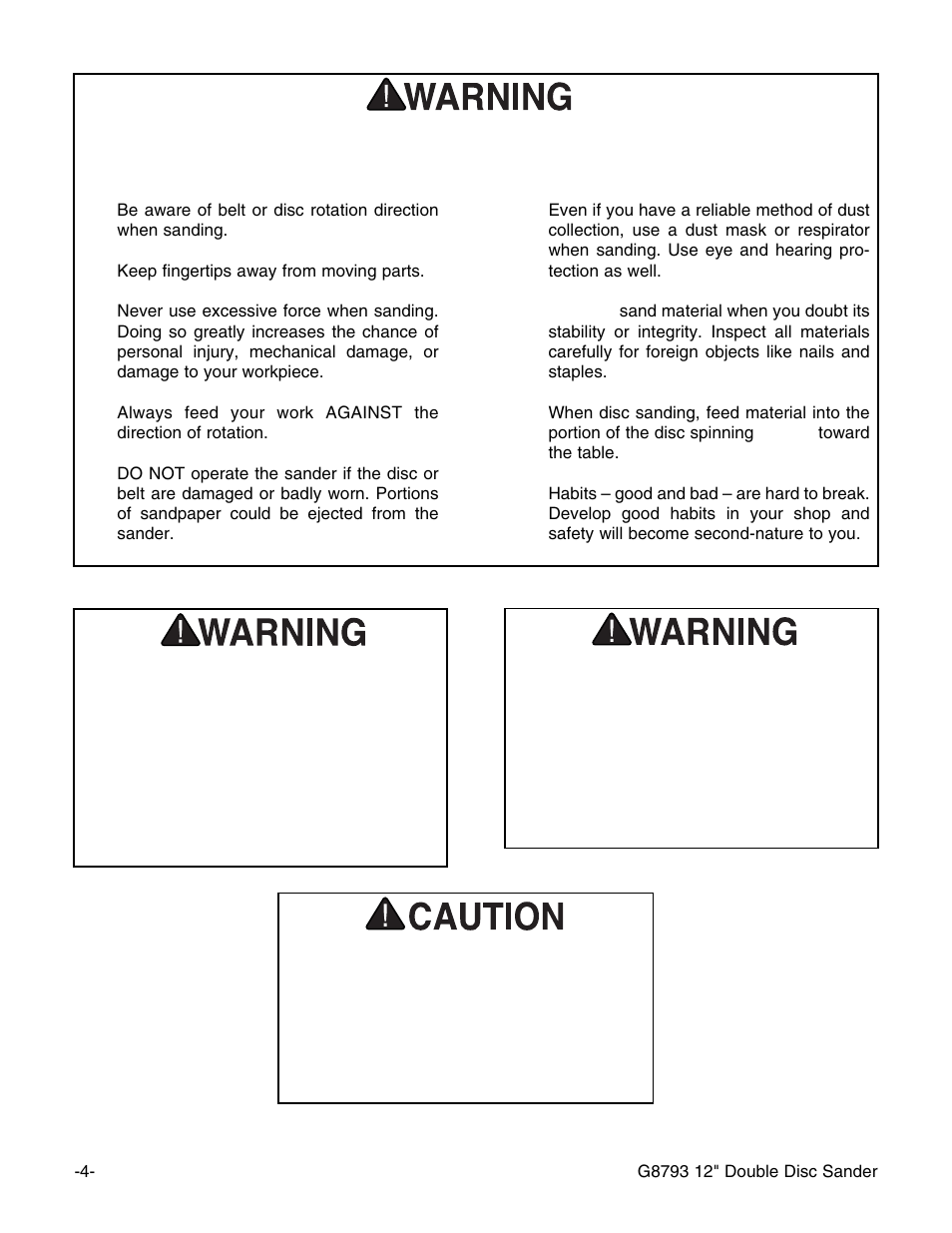 Additional safety instructions for the sander | Grizzly G8793 User Manual | Page 6 / 26