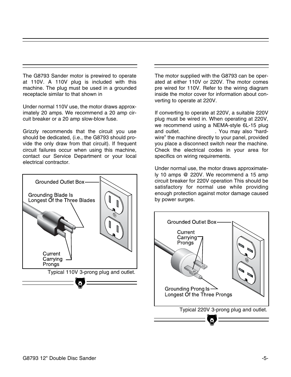 220v operation, 110v operation | Grizzly G8793 User Manual | Page 7 / 26