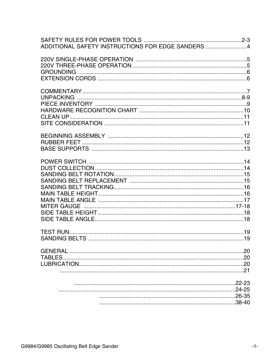 Grizzly G9985 User Manual | Page 3 / 44
