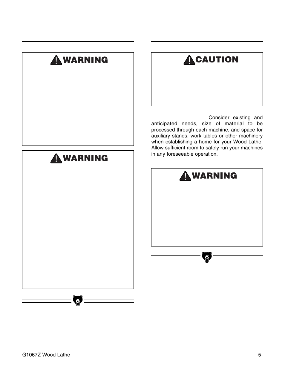 Clean up site considerations | Grizzly G1067Z User Manual | Page 6 / 28
