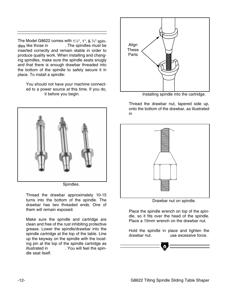 Spindles | Grizzly G8622 User Manual | Page 14 / 48