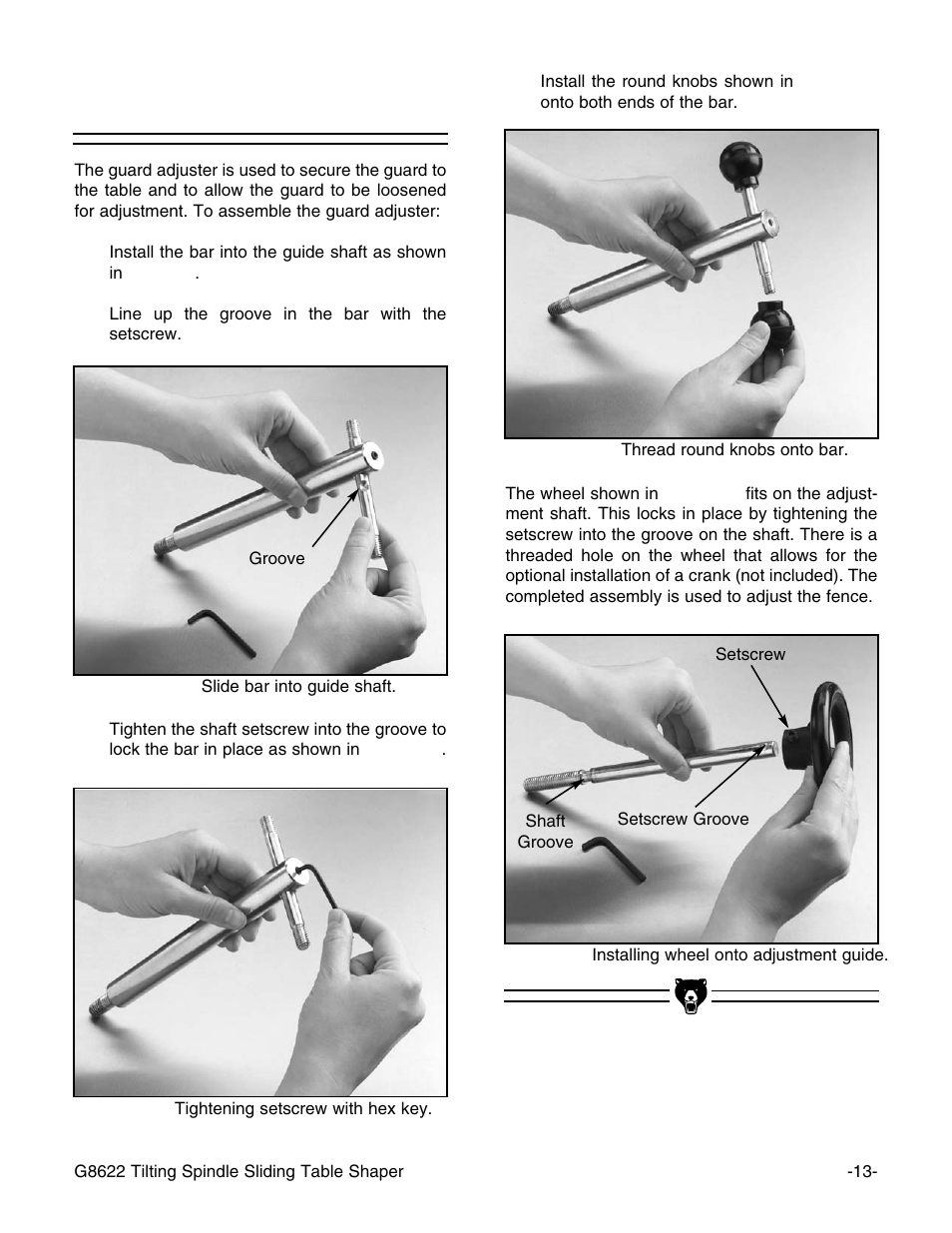 Handles | Grizzly G8622 User Manual | Page 15 / 48