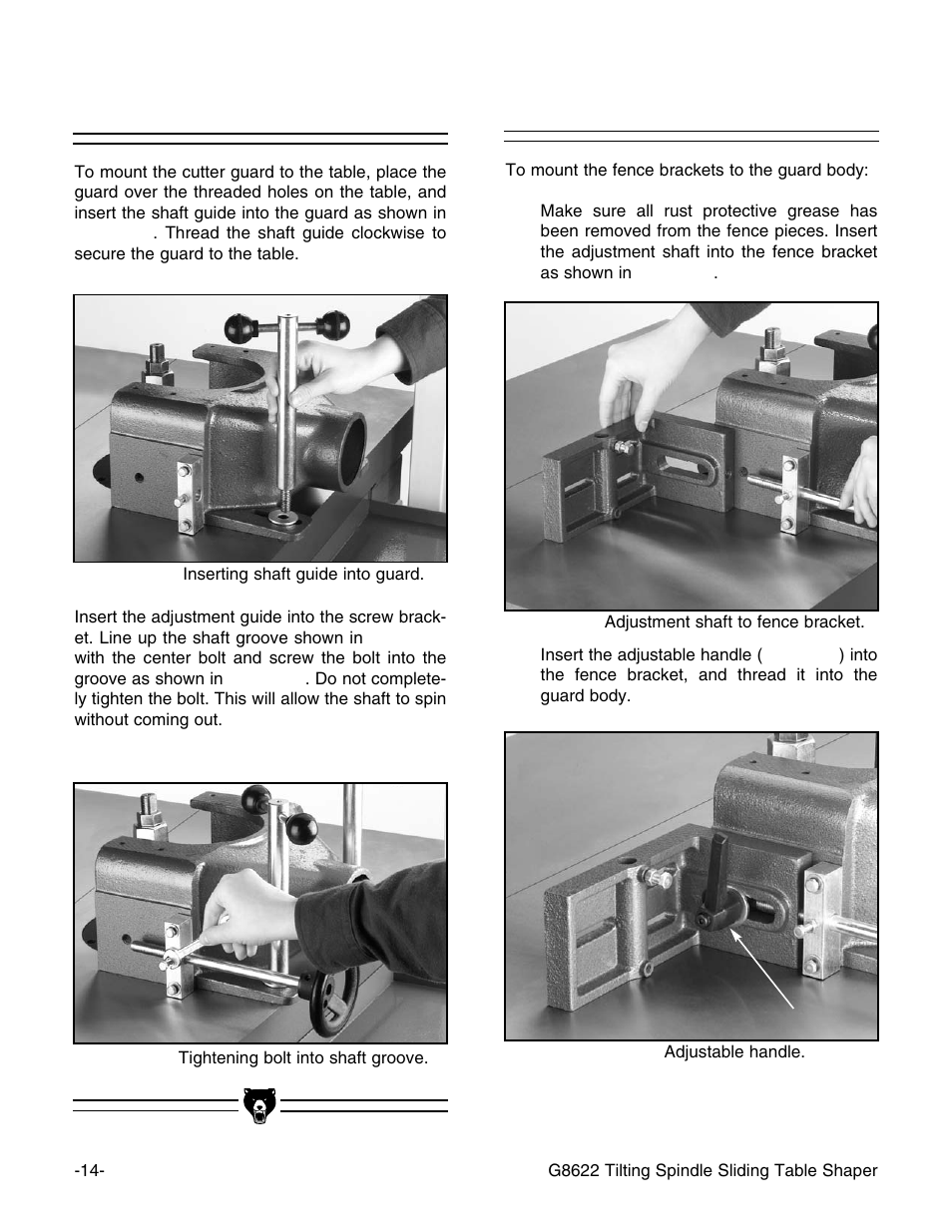 Guard fence assembly | Grizzly G8622 User Manual | Page 16 / 48