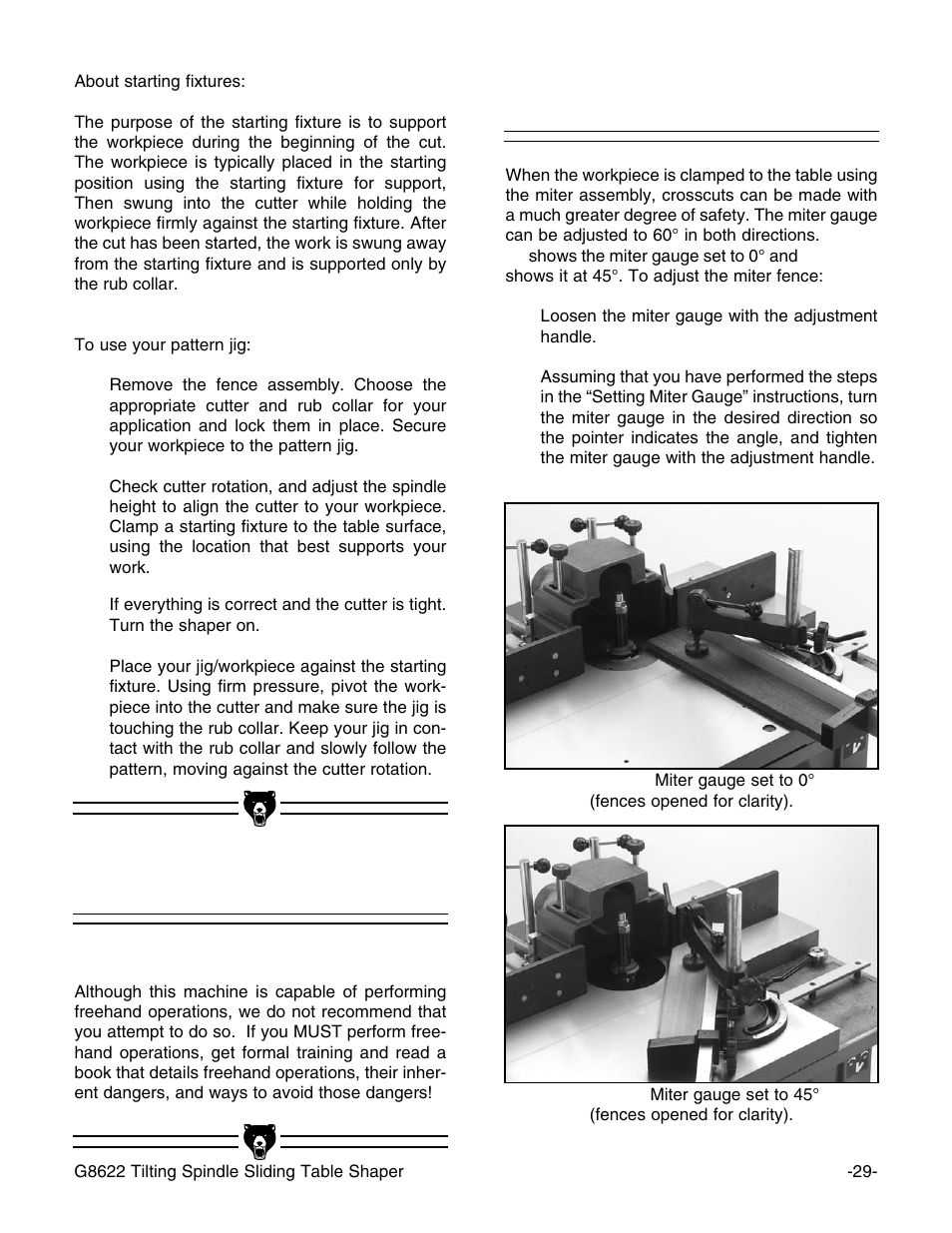 Freehand shaping, Miter assembly | Grizzly G8622 User Manual | Page 31 / 48