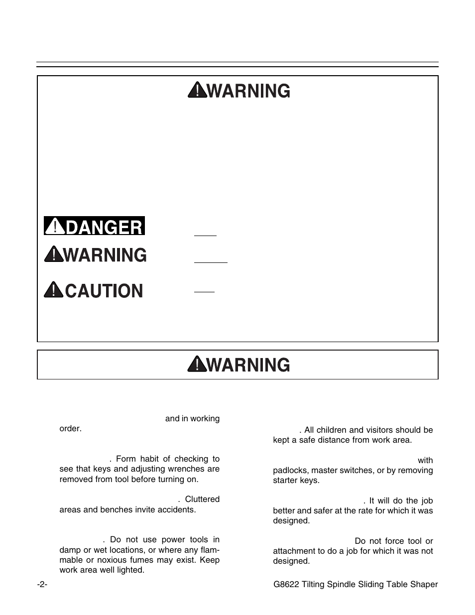 Safety instructions for power tools, Notice | Grizzly G8622 User Manual | Page 4 / 48