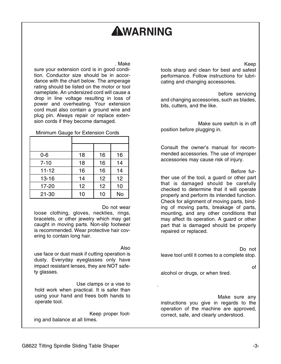 Safety instructions for power tools | Grizzly G8622 User Manual | Page 5 / 48