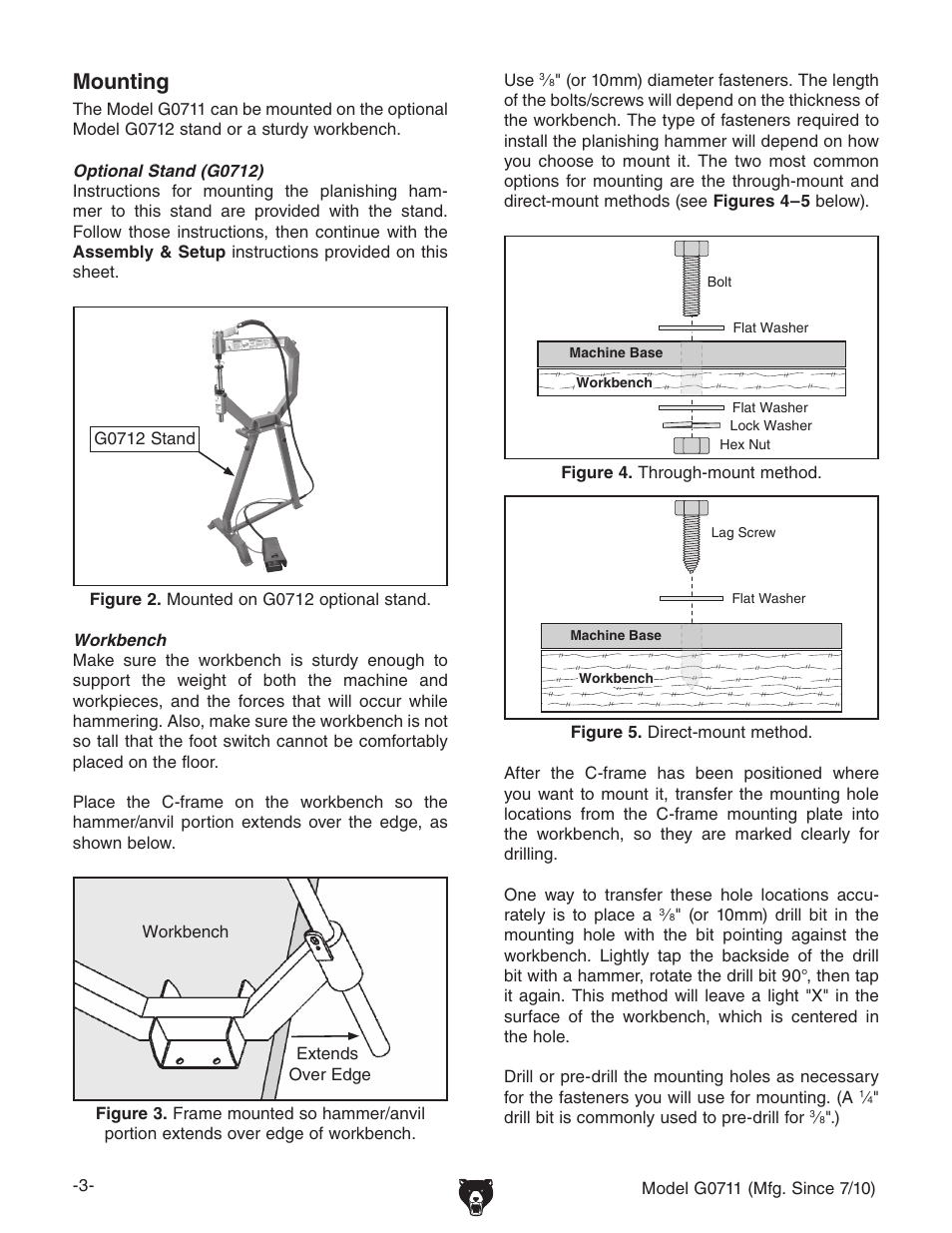 Mounting | Grizzly G0711 User Manual | Page 3 / 8