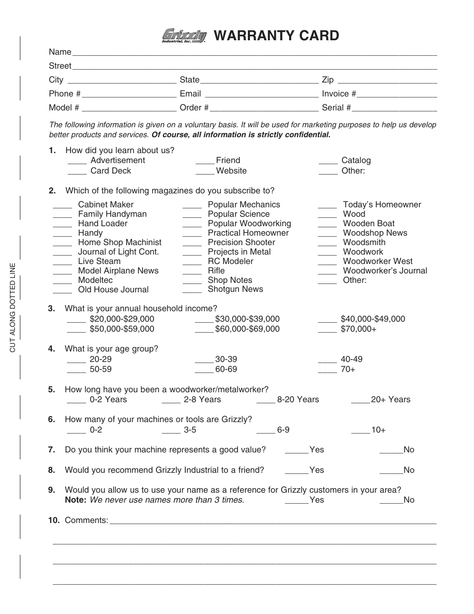 Grizzly Power Feeder G7873 User Manual | Page 29 / 32