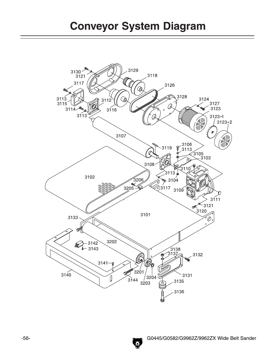 Conveyor system diagram | Grizzly G0445 User Manual | Page 58 / 80