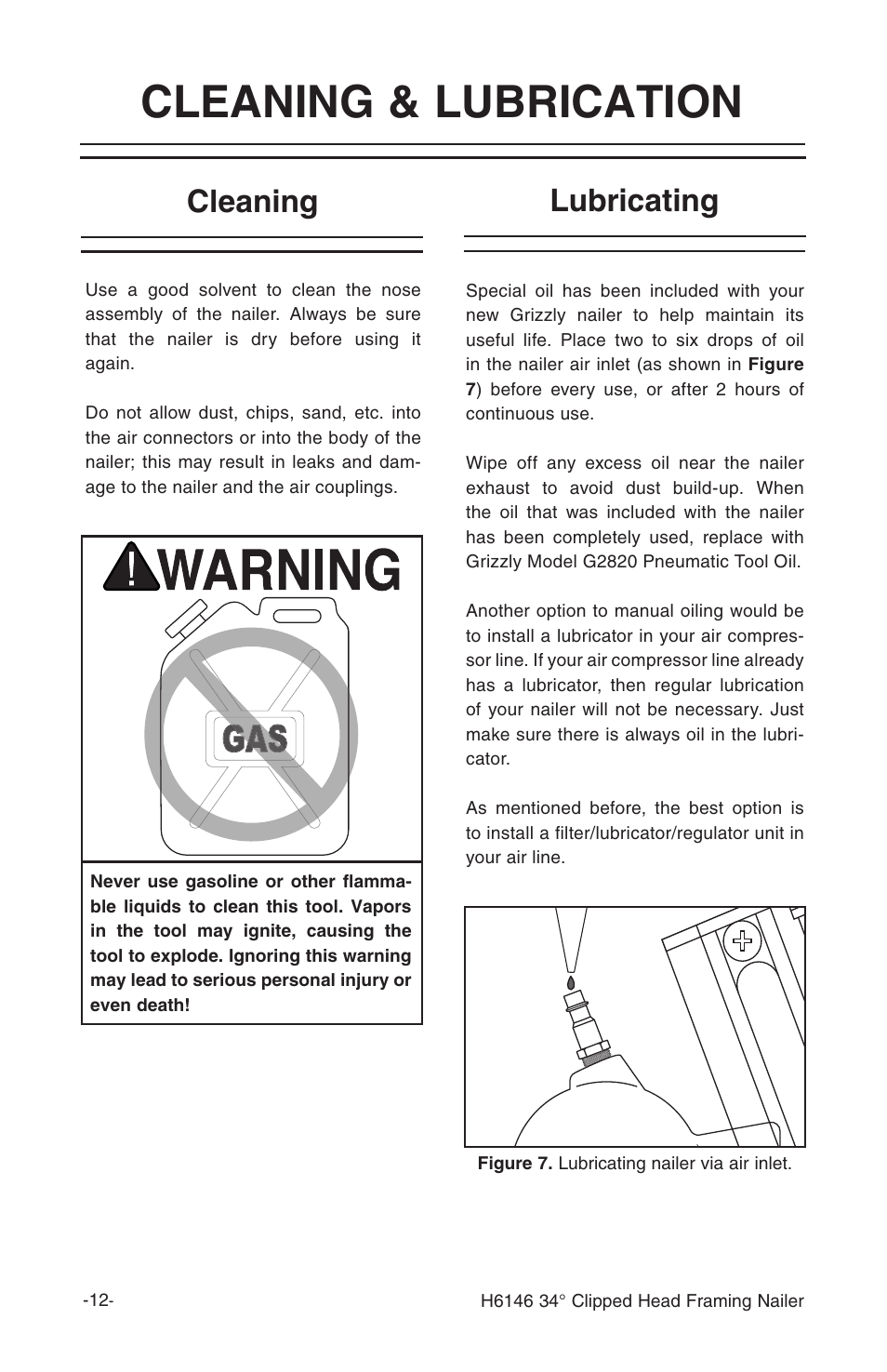 Cleaning & lubrication, Cleaning, Lubricating | Grizzly H6146 User Manual | Page 14 / 20