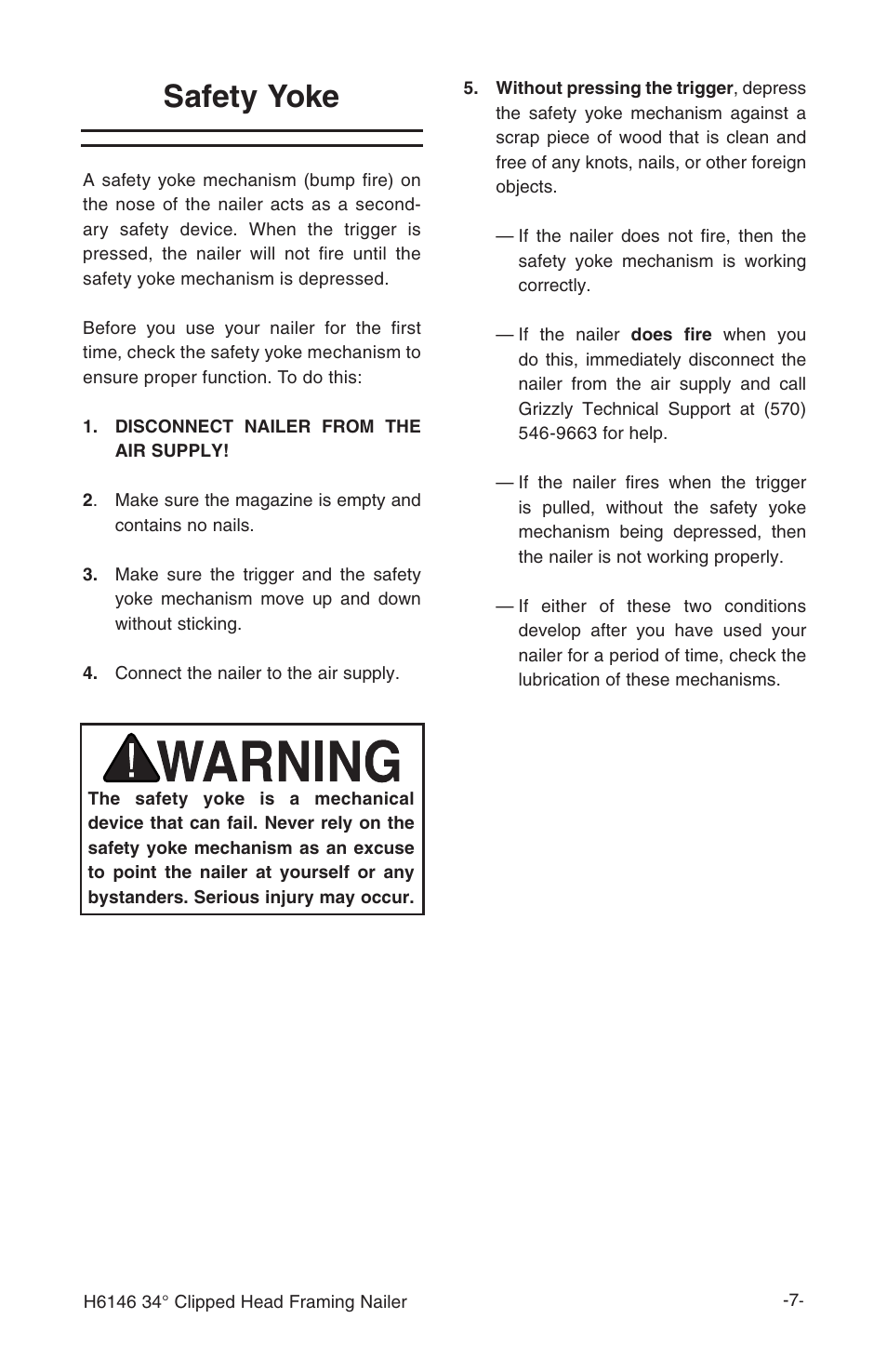 Safety yoke | Grizzly H6146 User Manual | Page 9 / 20