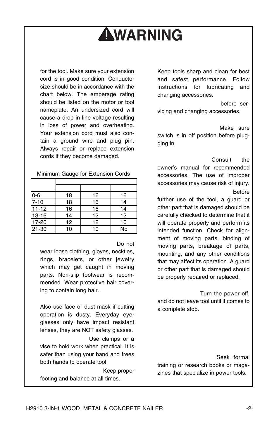 Safety instructions for power tools | Grizzly H2910 User Manual | Page 3 / 16