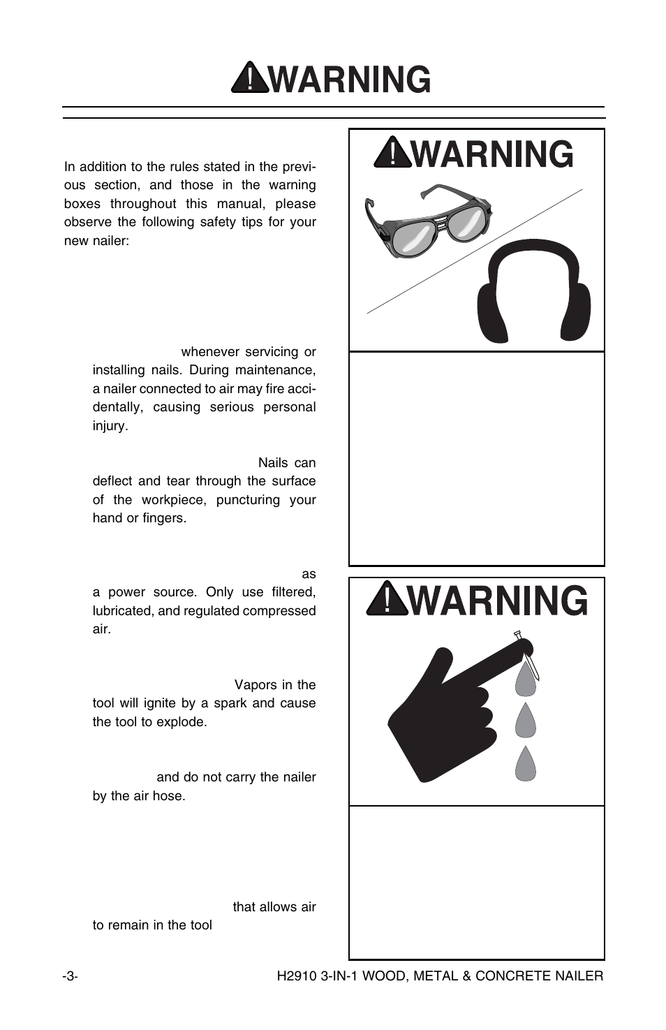 Basic nailer safety | Grizzly H2910 User Manual | Page 4 / 16