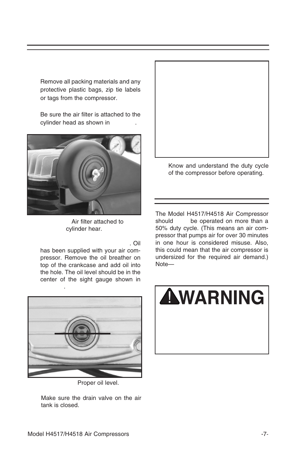 Preparing for use, Notice, Duty cycle | Grizzly H4517 User Manual | Page 9 / 28