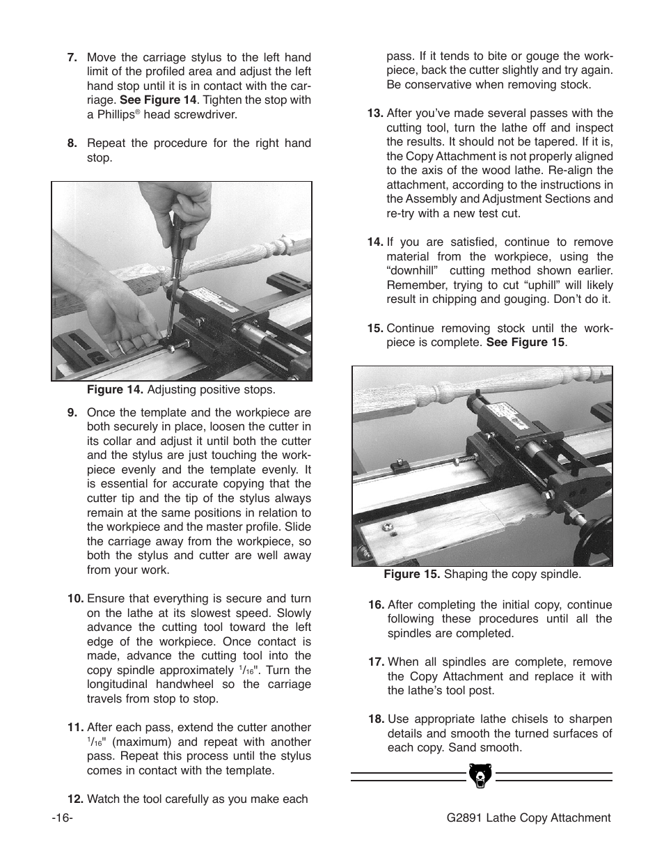 Grizzly Wood Copy Attachment G2891 User Manual | Page 18 / 28