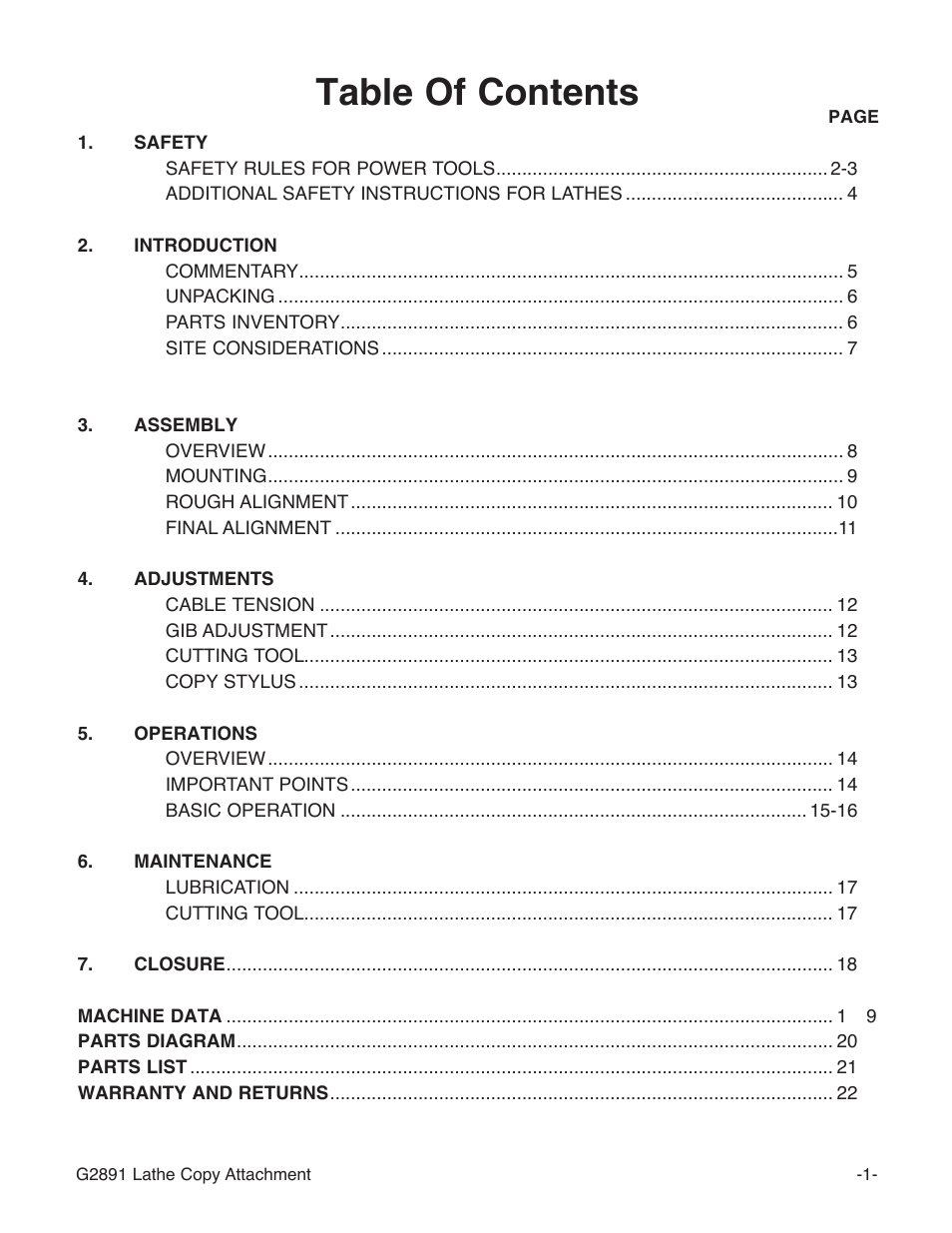 Grizzly Wood Copy Attachment G2891 User Manual | Page 3 / 28