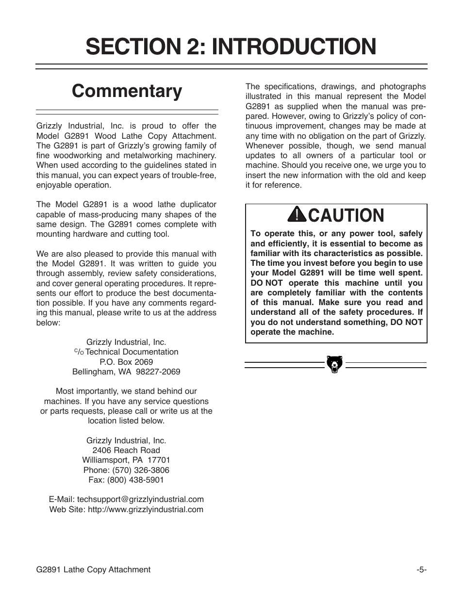 Commentary | Grizzly Wood Copy Attachment G2891 User Manual | Page 7 / 28