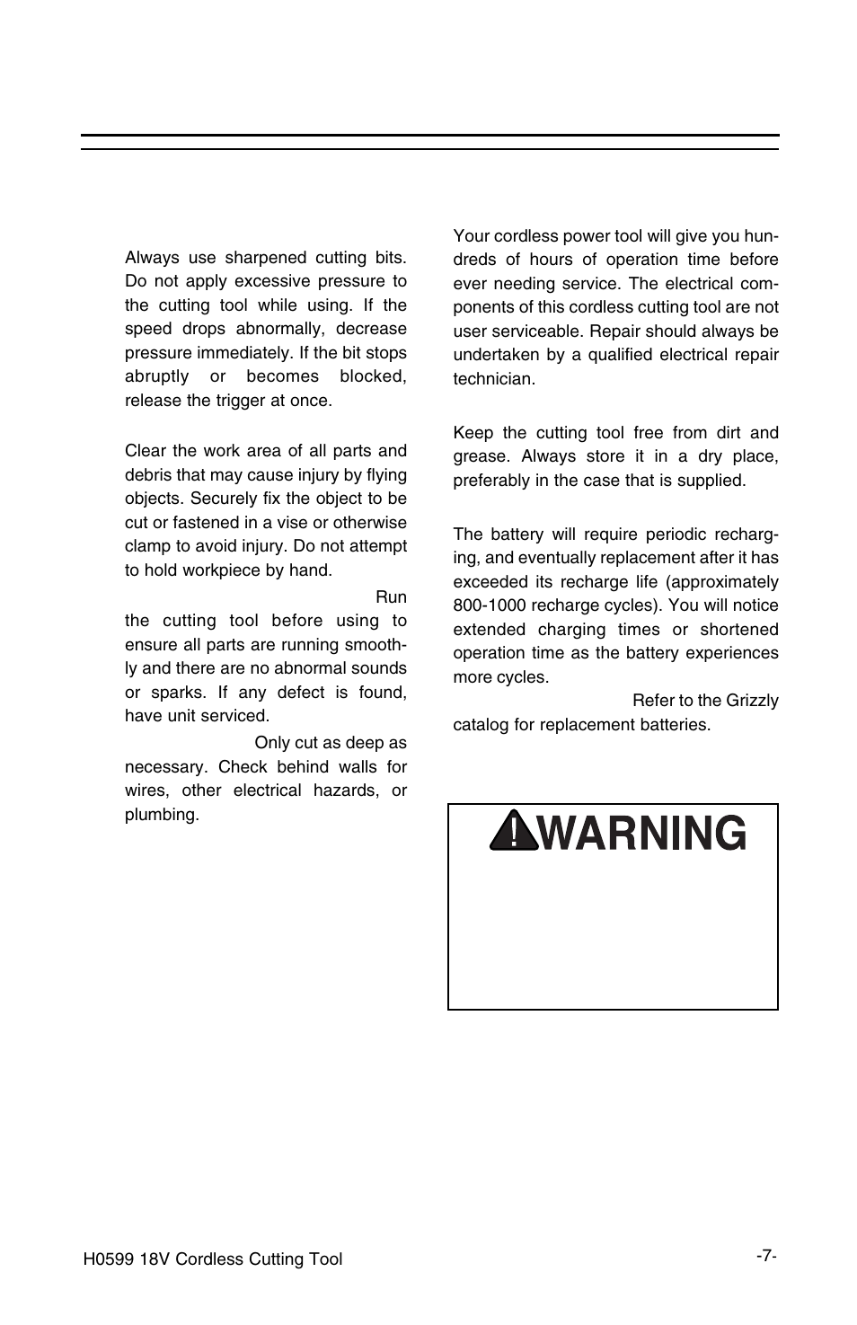 Maintenance, Operating guides and tips | Grizzly H0599 User Manual | Page 9 / 14