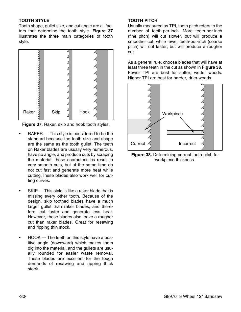 Grizzly 3 Wheel 12" Bandsaw G8976 User Manual | Page 32 / 46