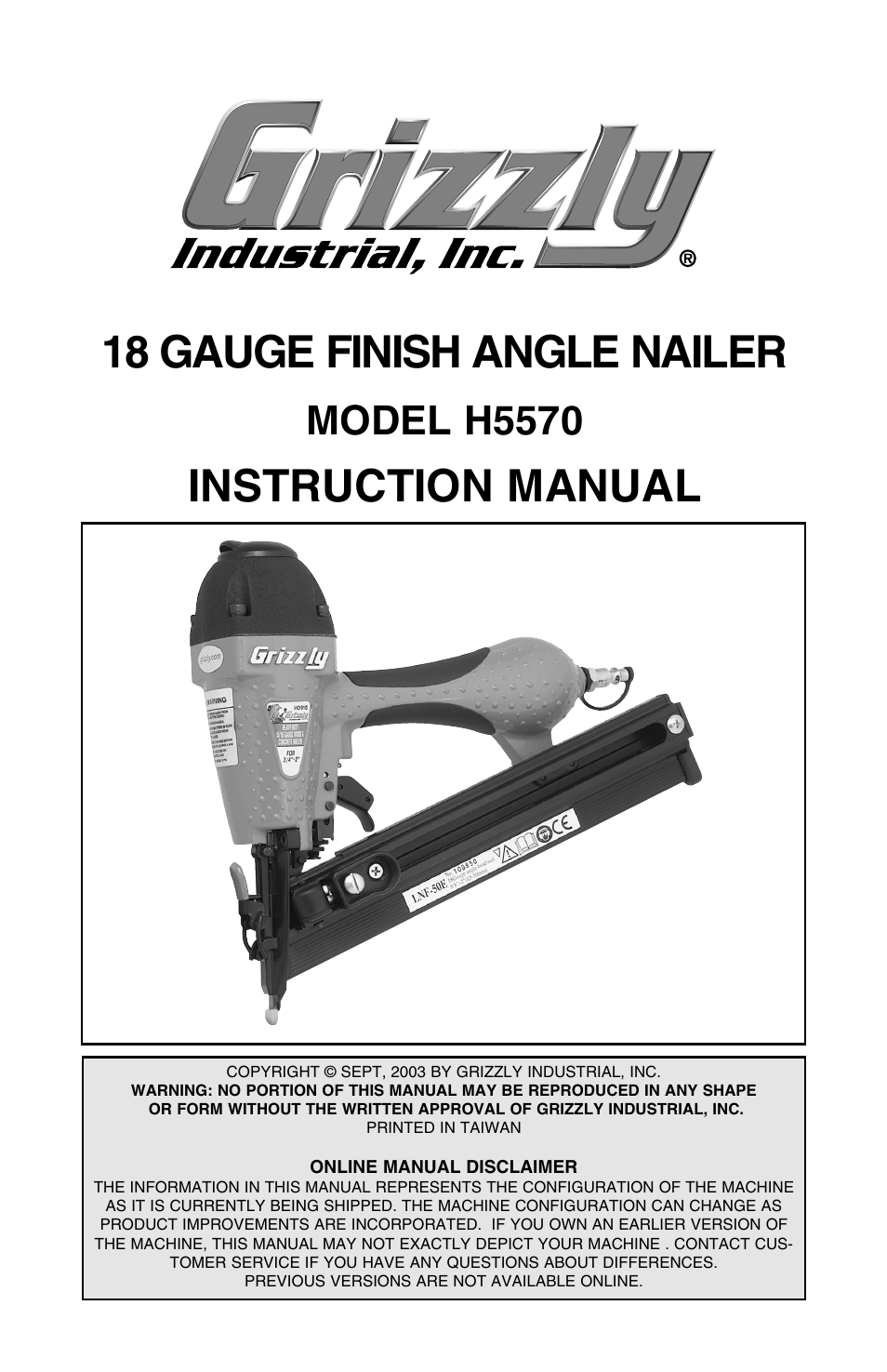 Grizzly H5570 User Manual | 16 pages