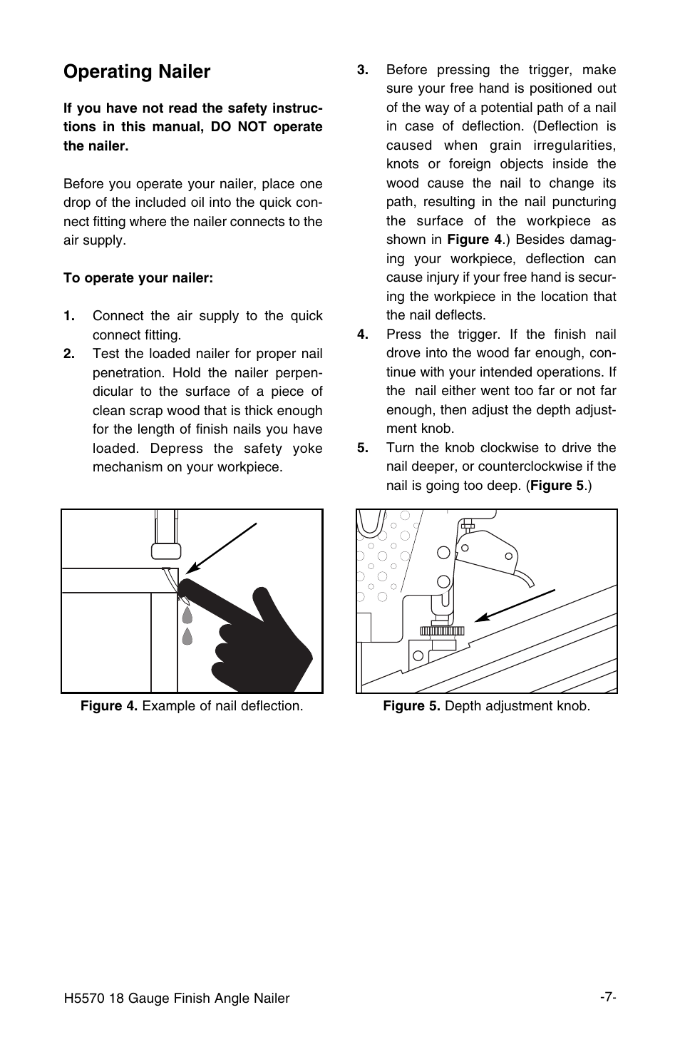 Operating nailer | Grizzly H5570 User Manual | Page 8 / 16
