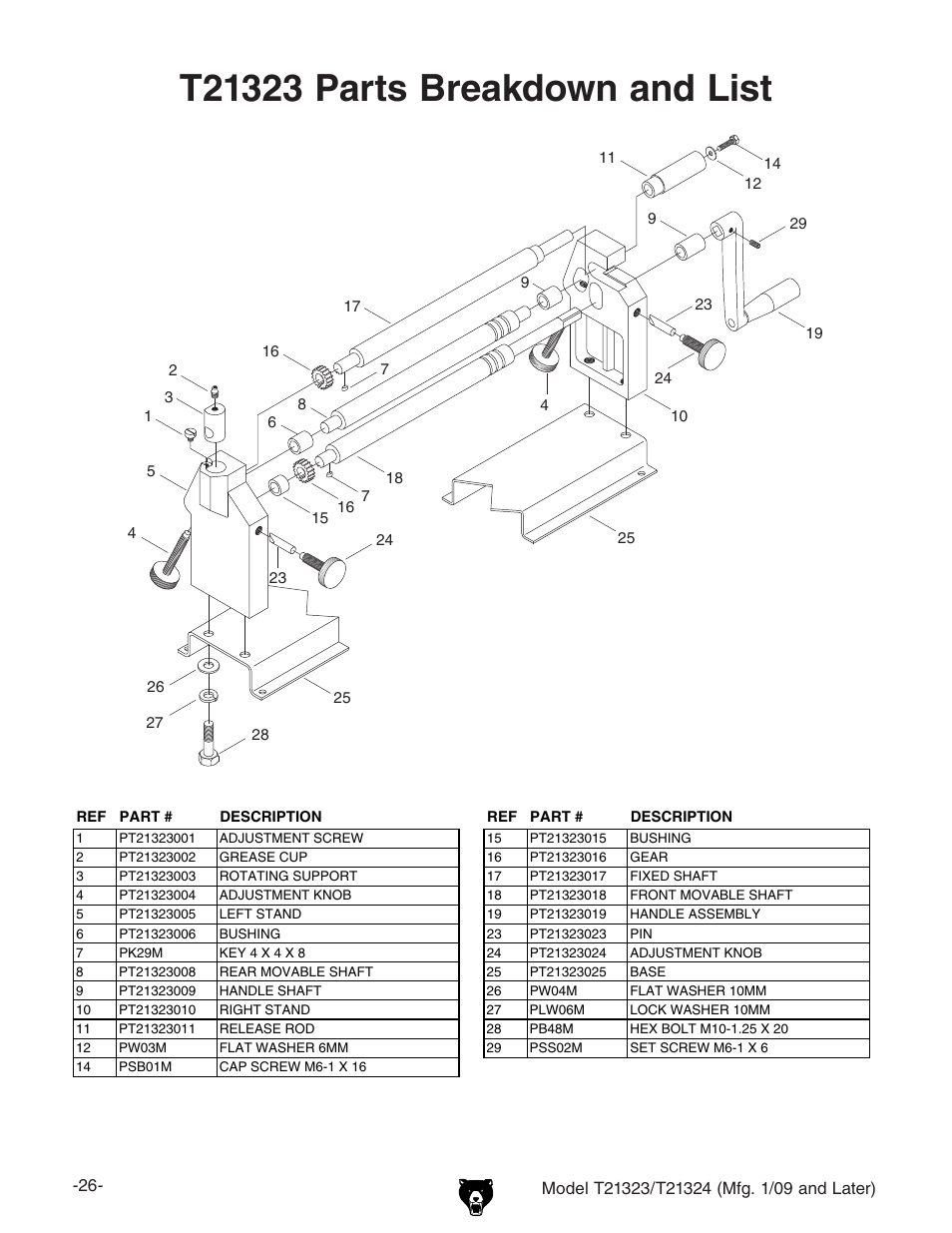 Grizzly Slip Roll T21323 User Manual | 2 pages