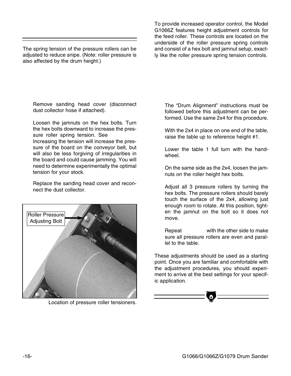 Pressure rollers | Grizzly G1066Z User Manual | Page 18 / 54